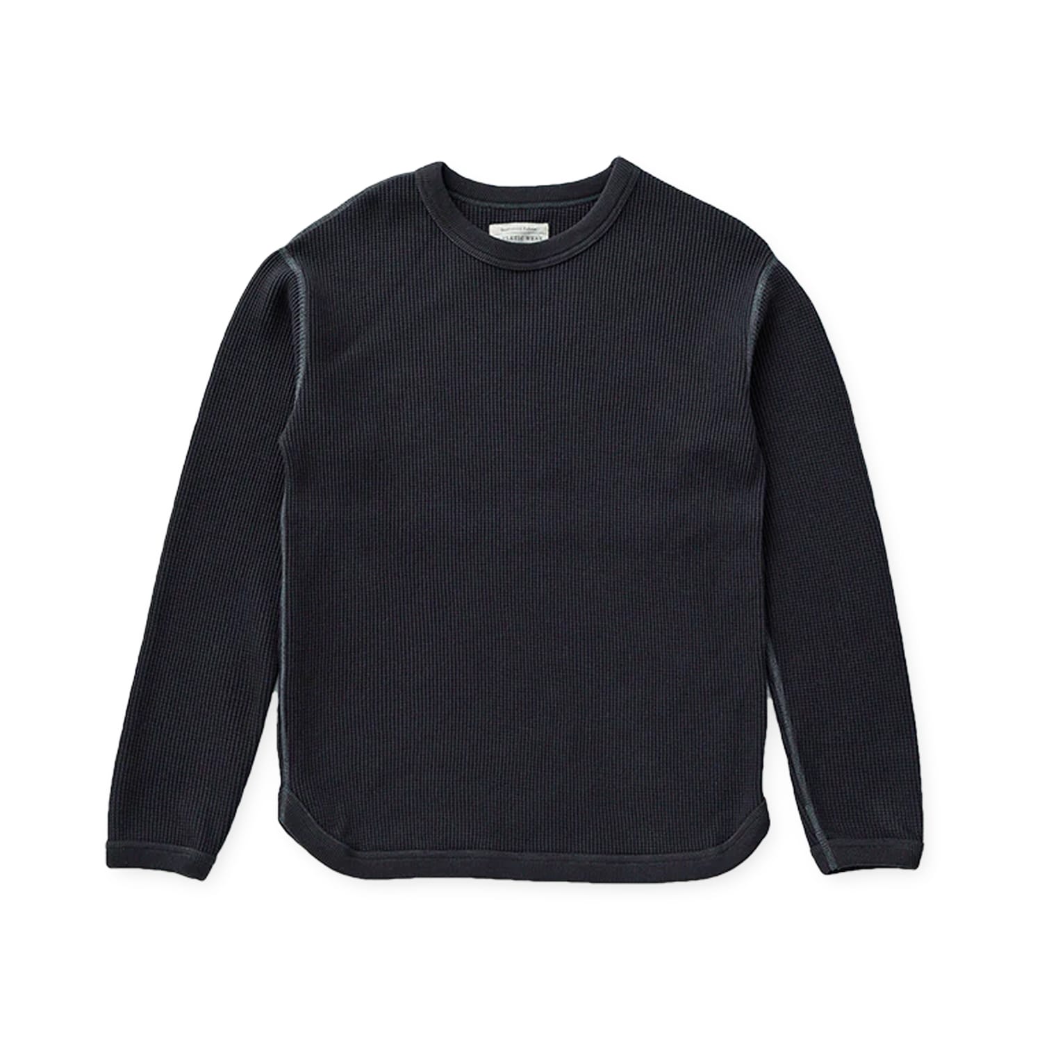 Full Count Heavyweight Waffle Long Sleeve T-Shirt Ink Black