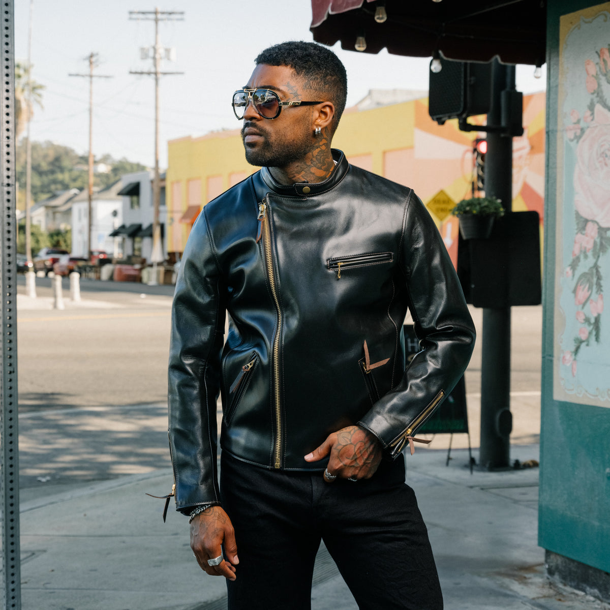 Y'2 Leather HR-01 Vintage Horse Single Riders Jacket Black