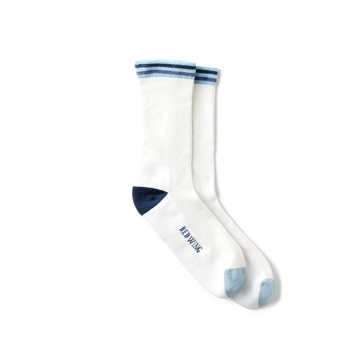 Red Wing Heritage Vintage Stripe Cotton Blend Crew in Silver Birch/ Carbon Navy/ Steel Blue