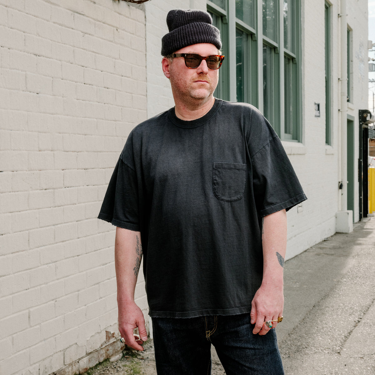 All-Time High Boxy Cotton Pocket Tee Washed Black