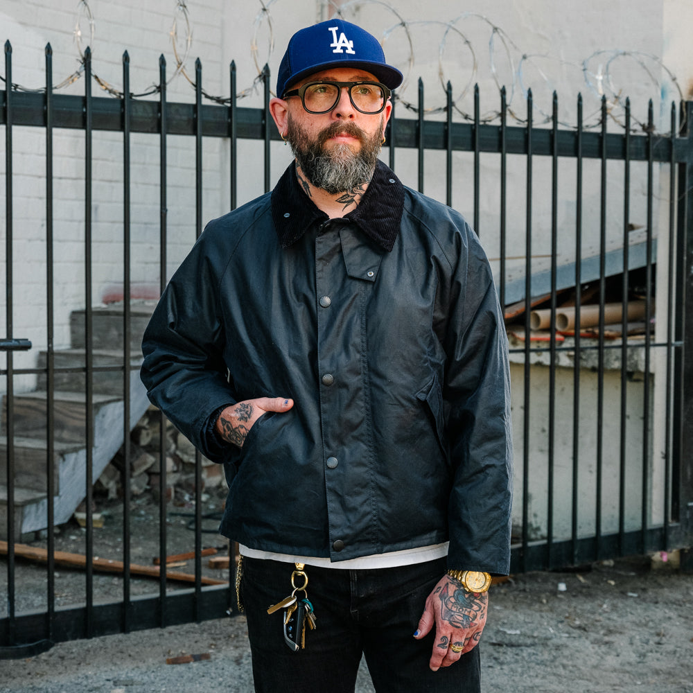 Barbour OS Transport Wax Jacket Navy