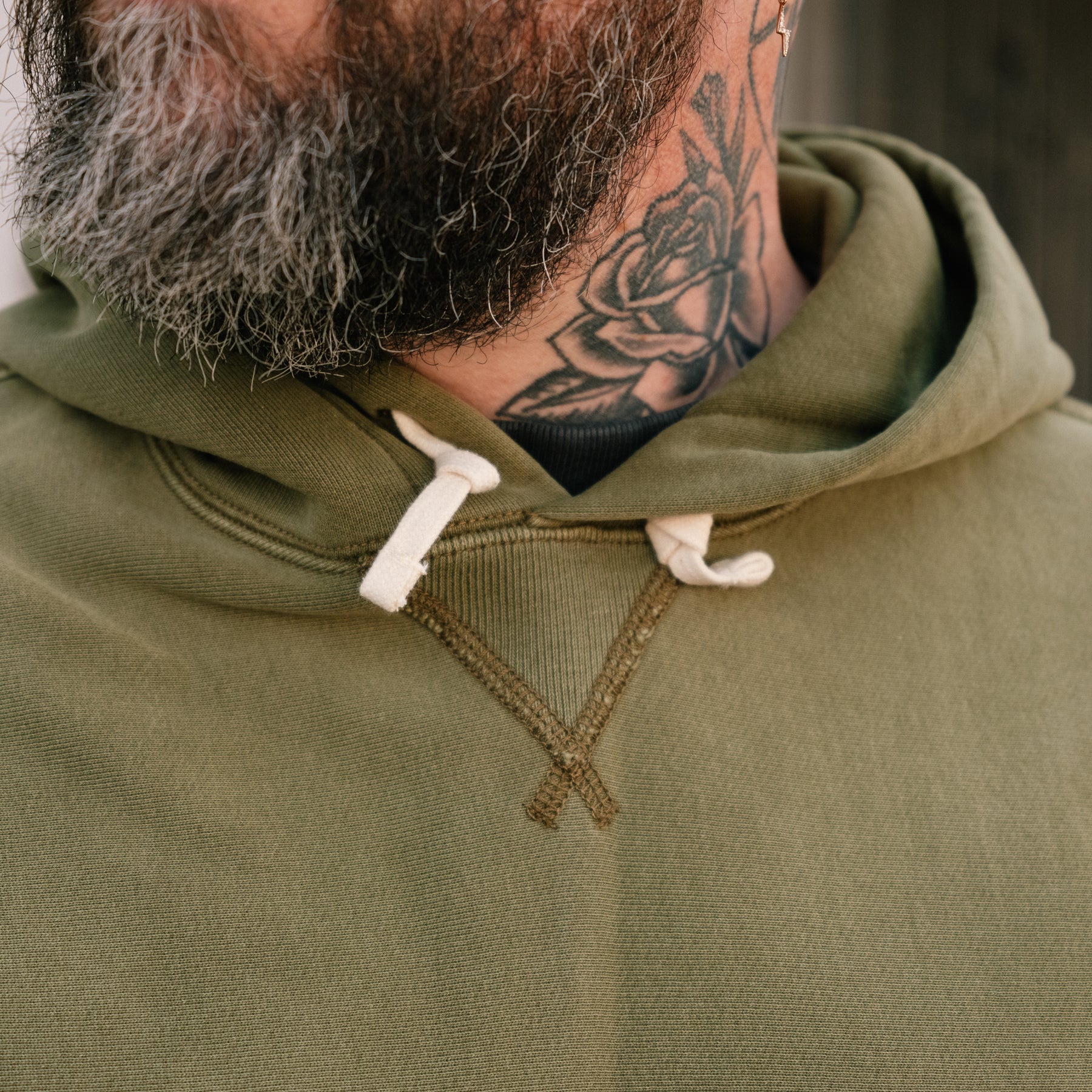RRL Garment-Dyed Fleece Hoodie Olive