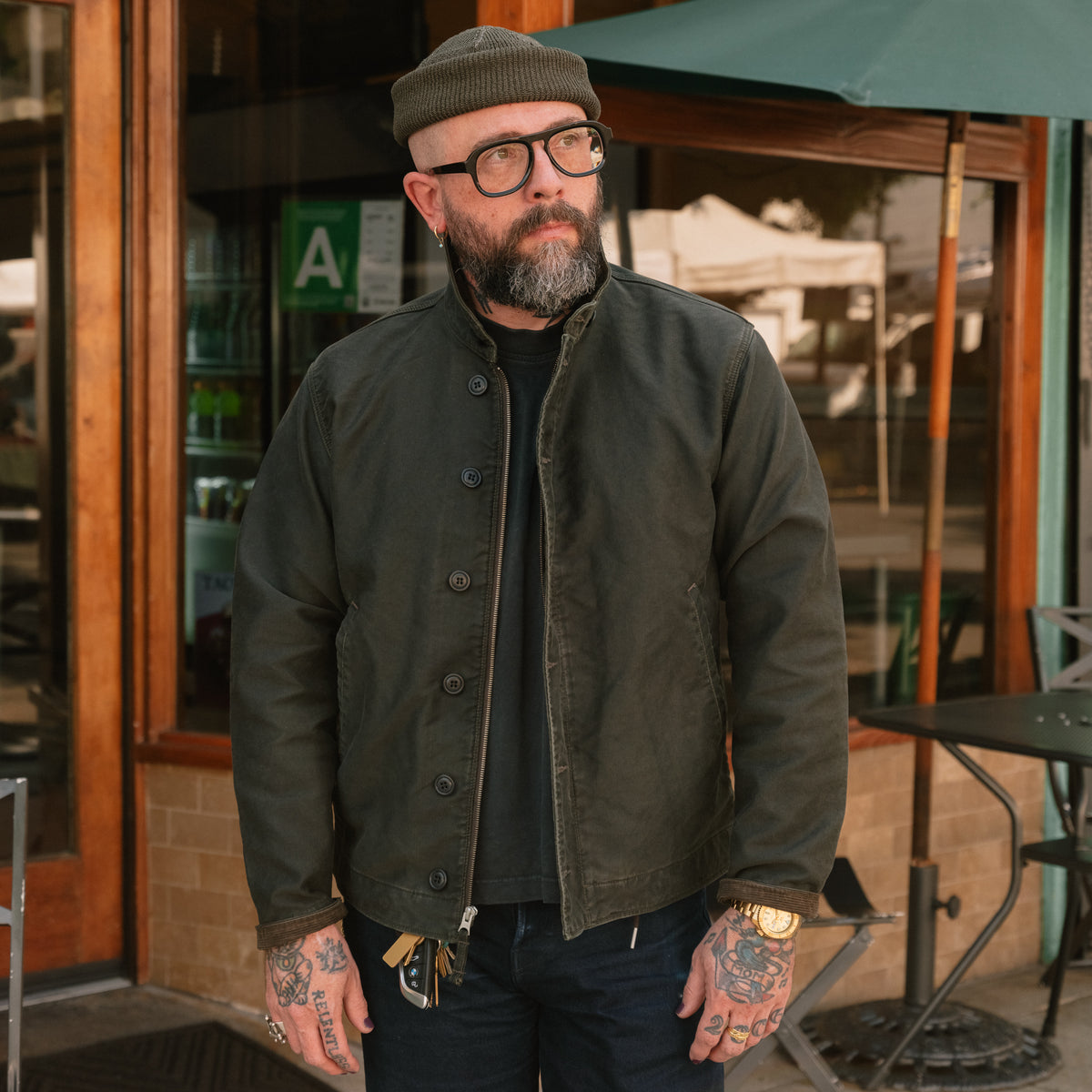 RRL Corduroy-Collar Cotton Deck Jacket Vintage Black