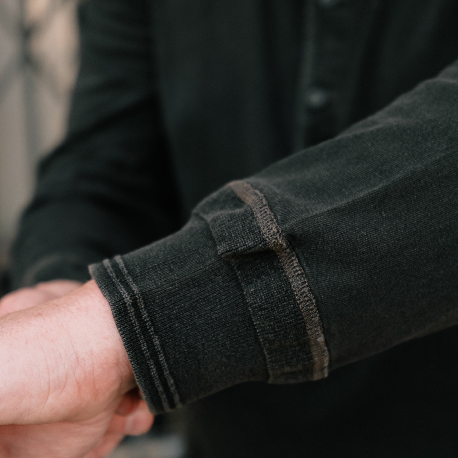 RRL Indigo Jersey Henley Shirt Sulphur Black