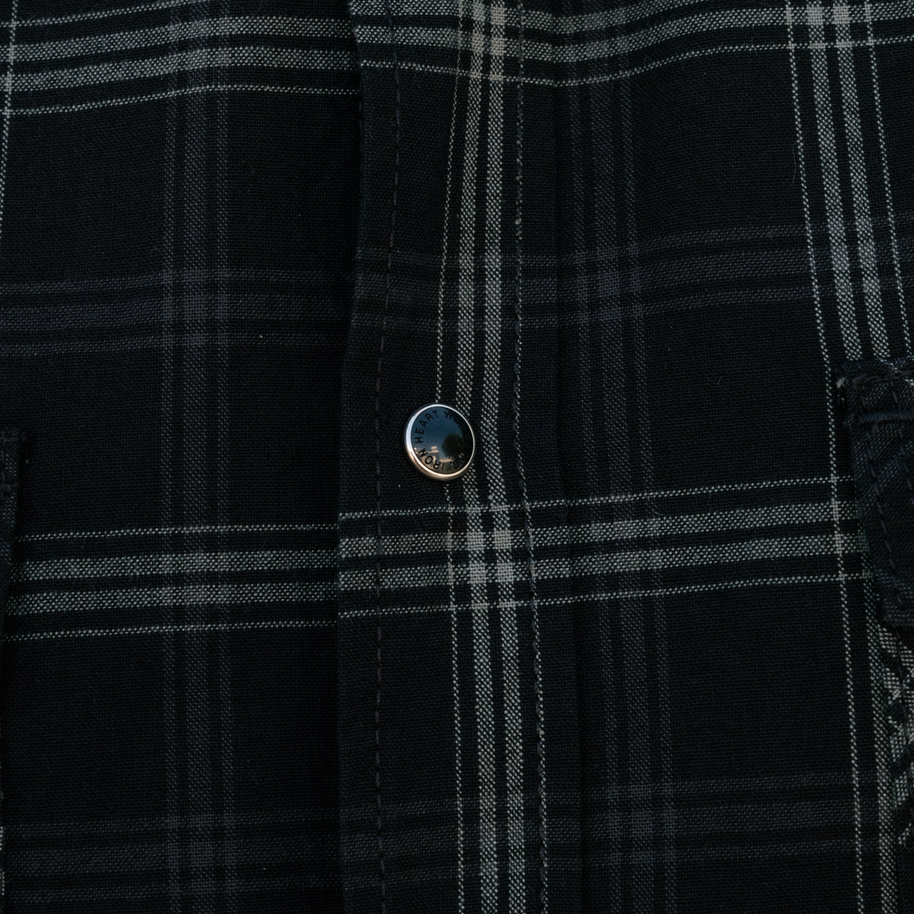 Iron Heart IHSH-418-BLK 5oz Short Sleeved Madras Check Western Shirt Black