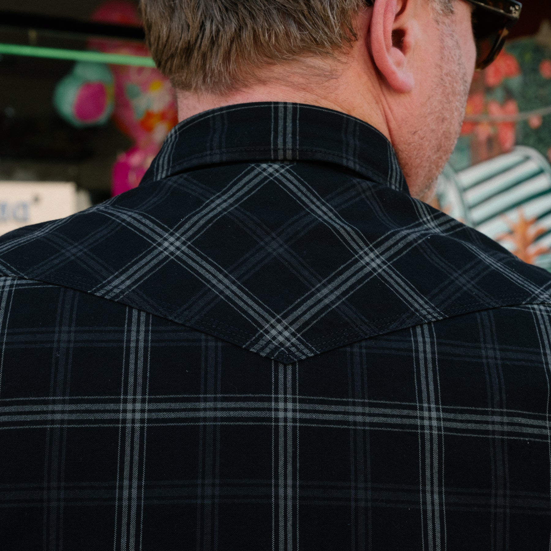 Iron Heart IHSH-418-BLK 5oz Short Sleeved Madras Check Western Shirt Black
