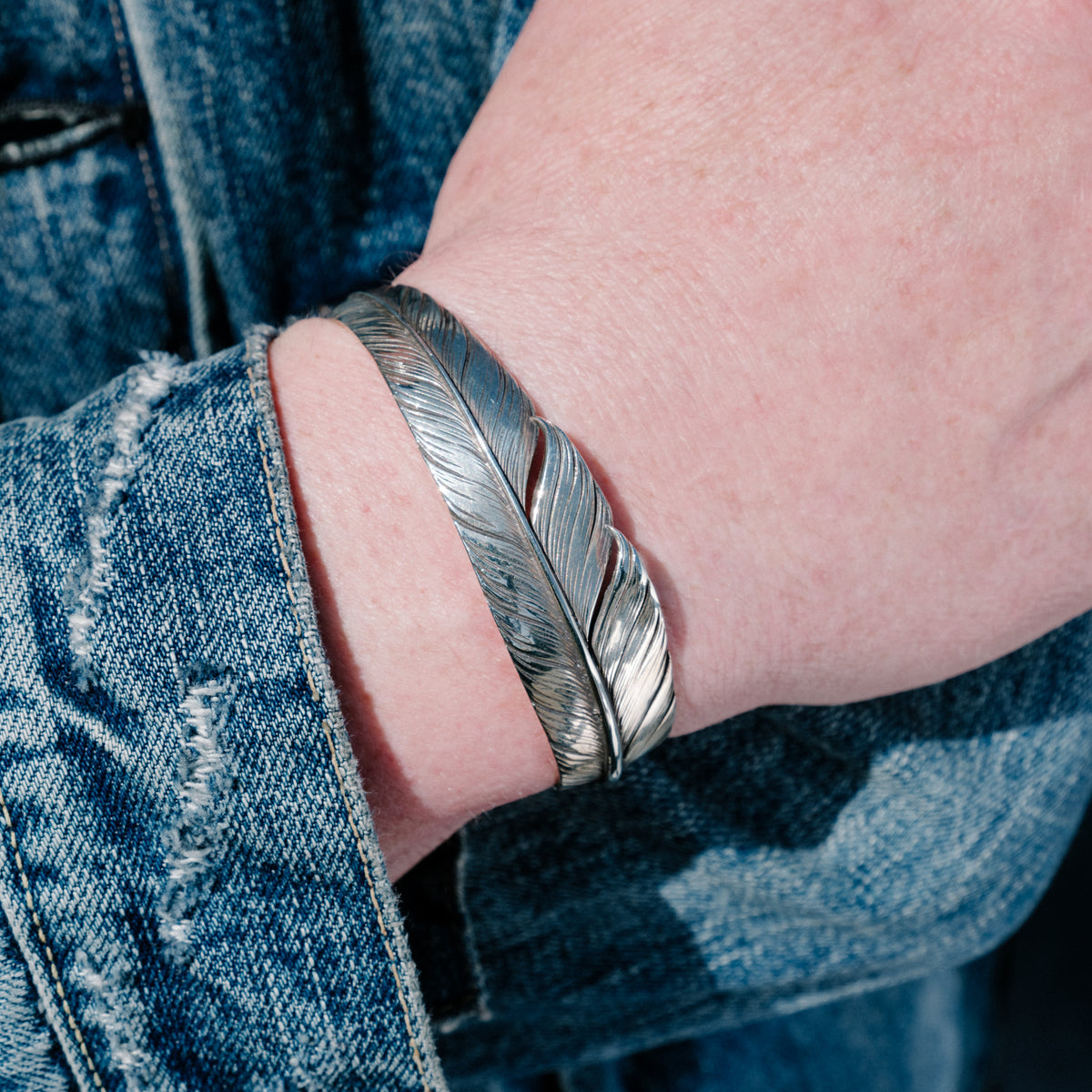 Mt. Hill Silver Sterling Silver Slim Feather Cuff