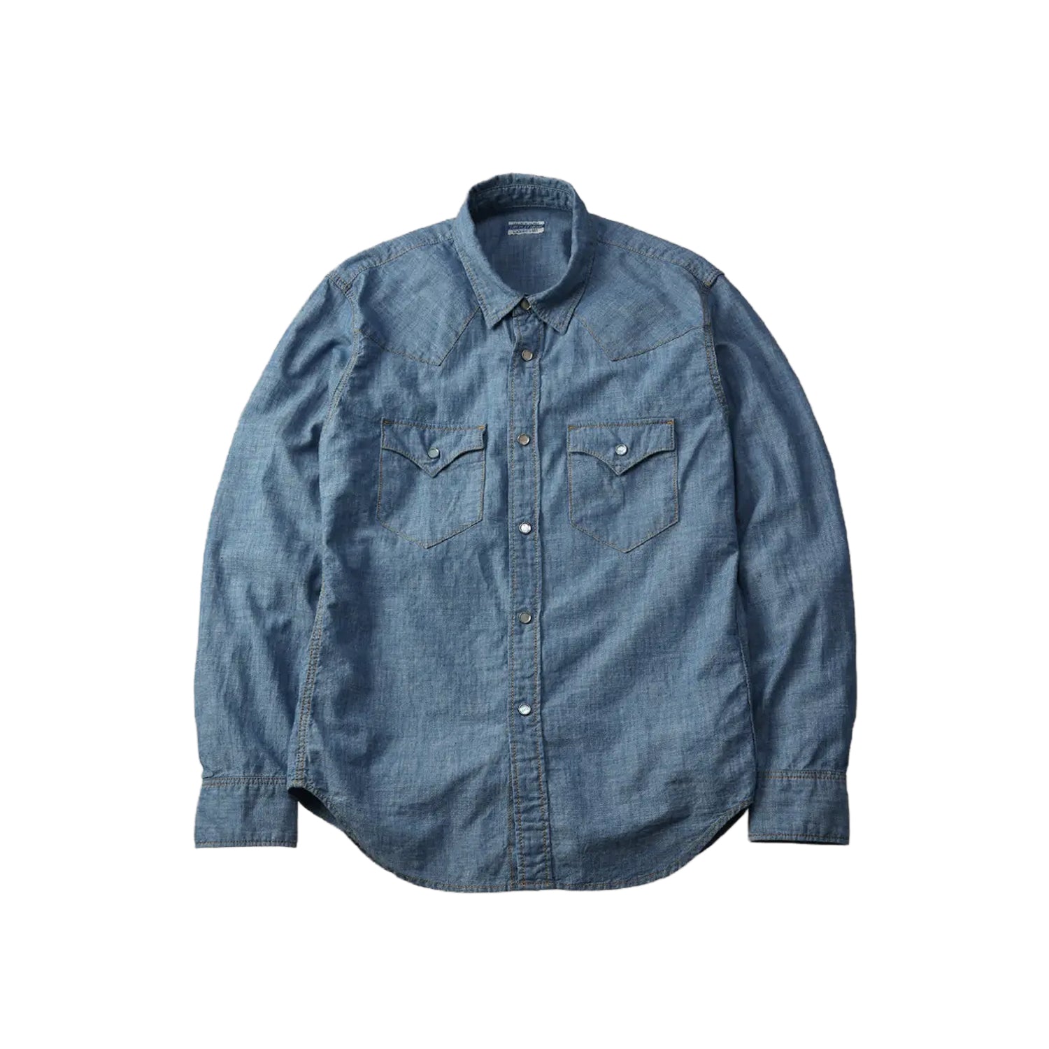 The Flat Head FN-SCW-003L Chambray Western Shirt Blue