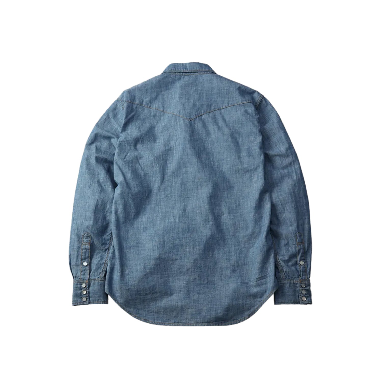 The Flat Head FN-SCW-003L Chambray Western Shirt Blue