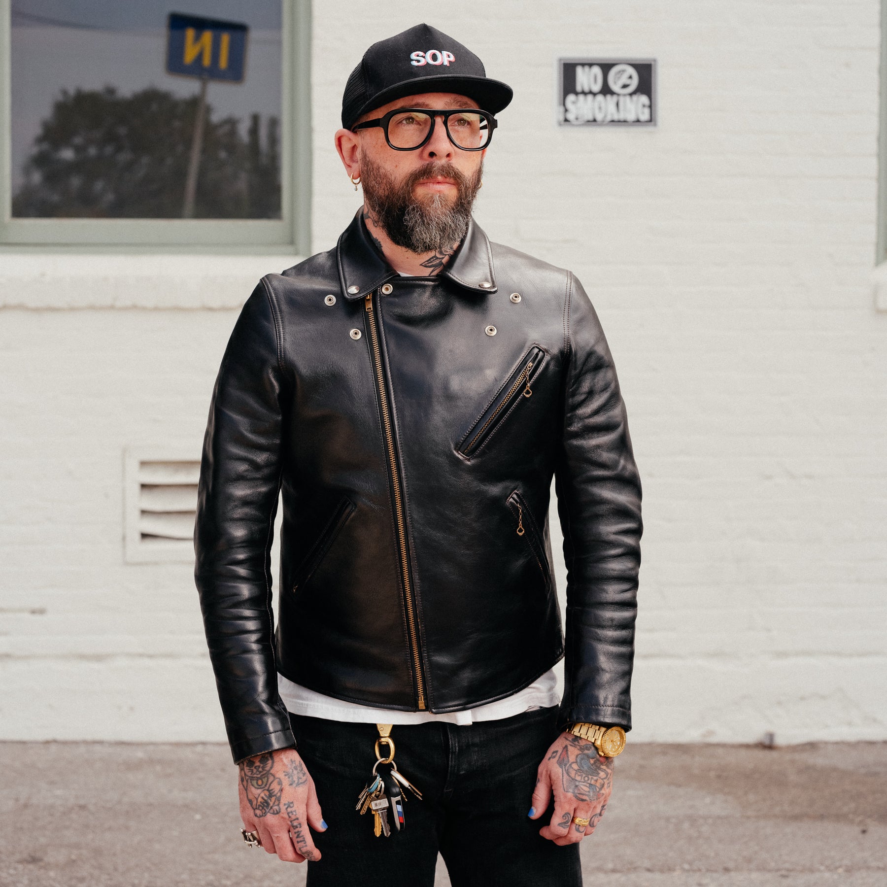 Double Helix Deviant Horsehide Motorcycle Jacket Teacore Black