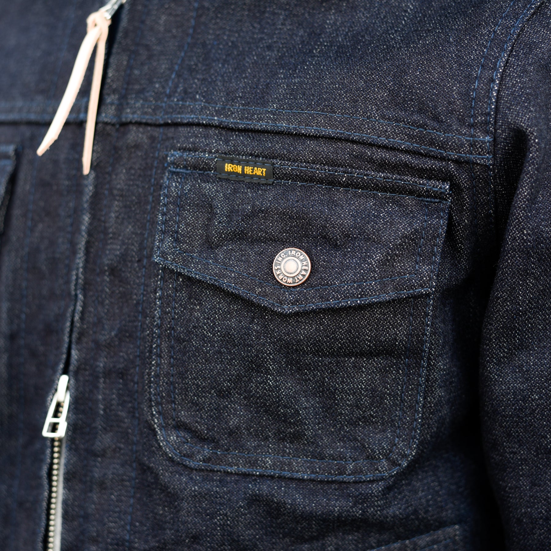 Iron Heart IHJ-122-IND 14oz Broken Twill Selvedge Denim Work Jacket Indigo