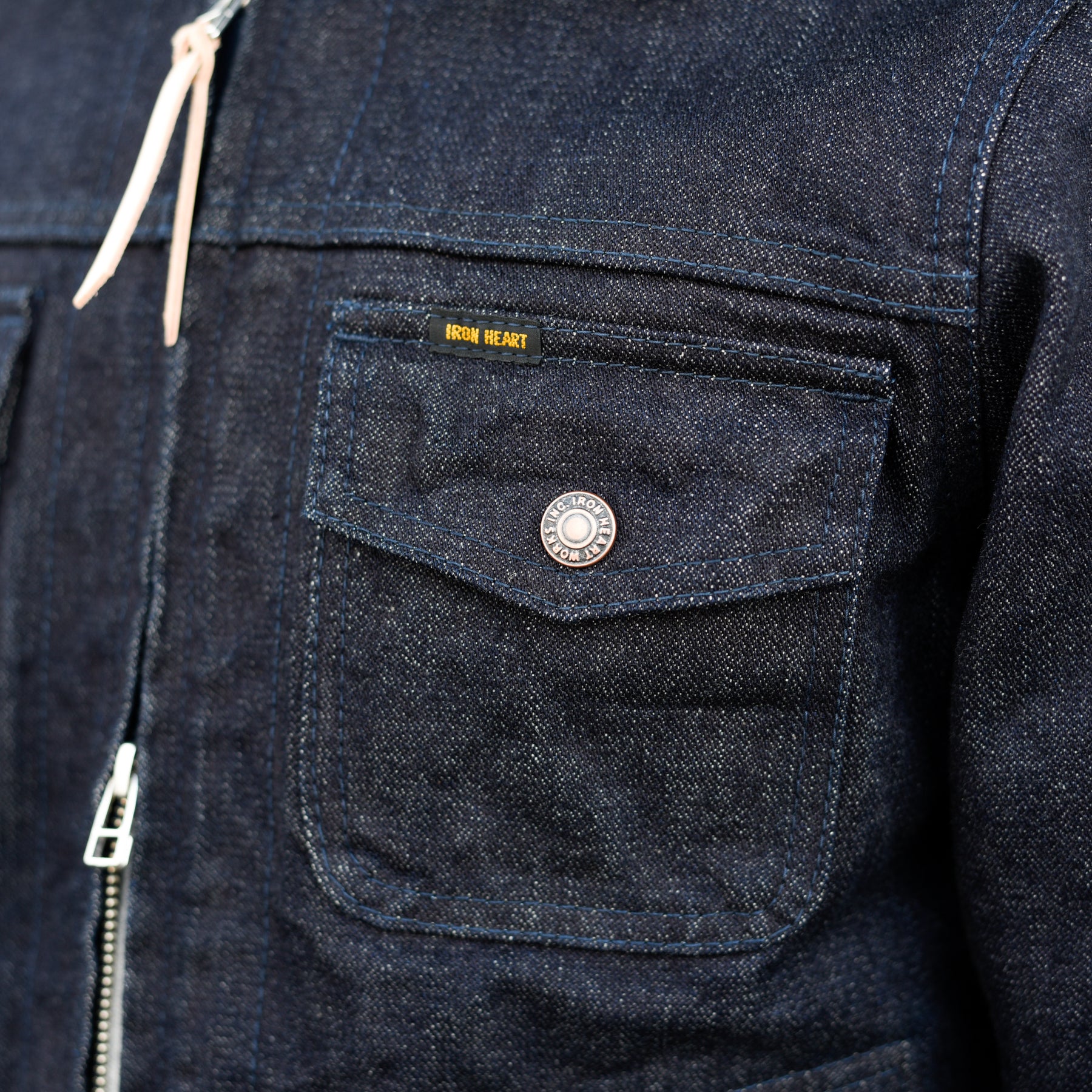 Iron Heart IHJ-122-IND 14oz Broken Twill Selvedge Denim Work Jacket Indigo FINAL SALE