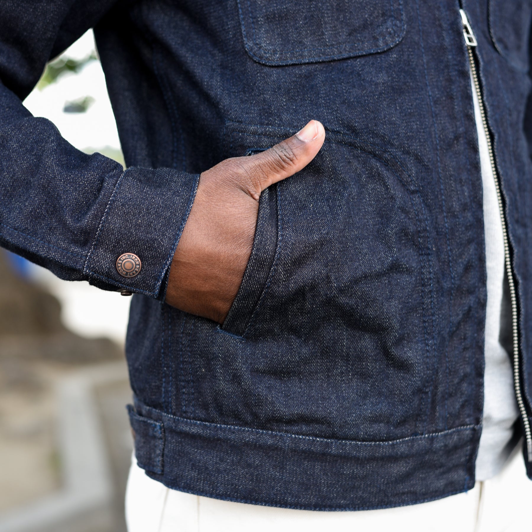 Iron Heart IHJ-122-IND 14oz Broken Twill Selvedge Denim Work Jacket Indigo FINAL SALE