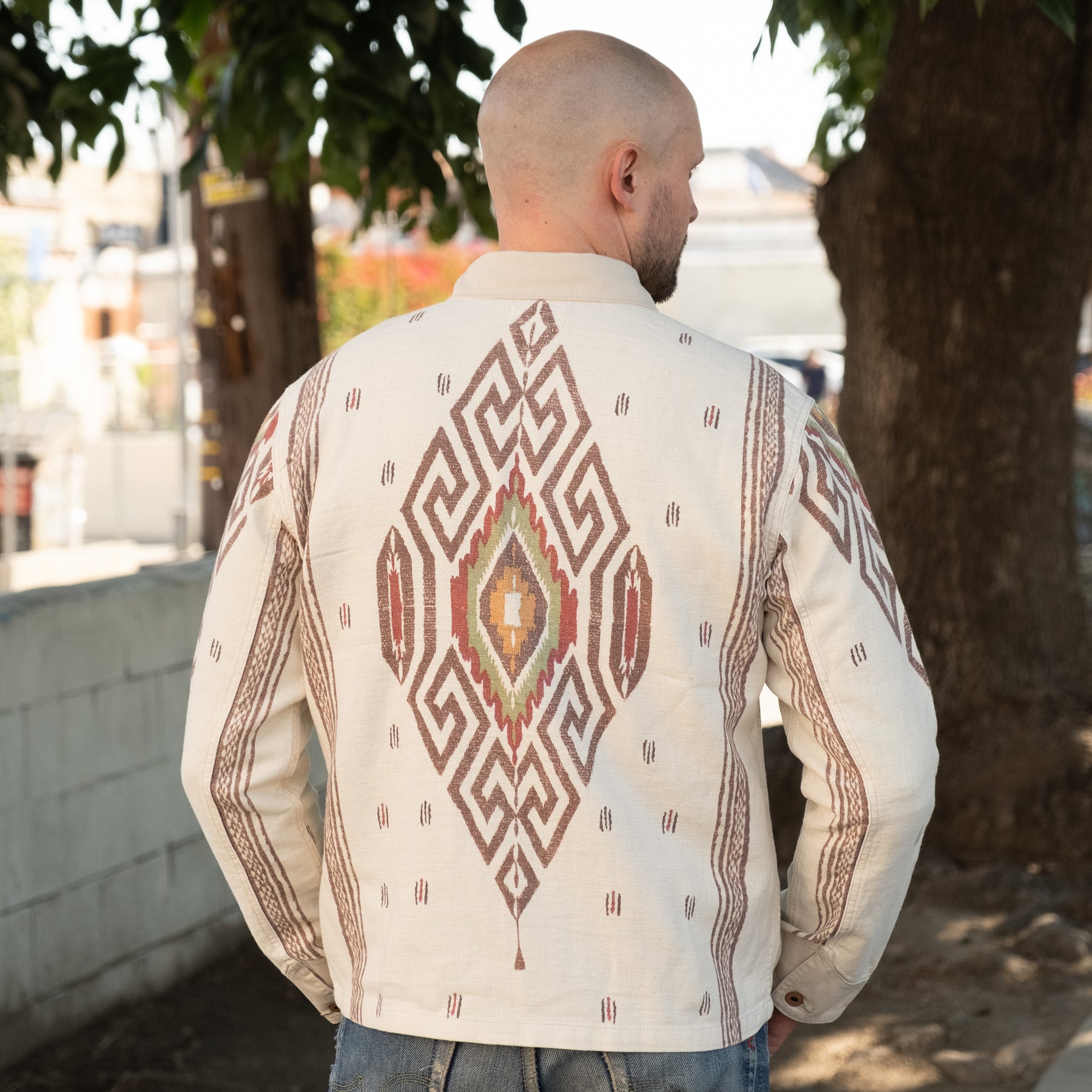 RRL Linen-Cotton Shirt Jacket Stone Multi