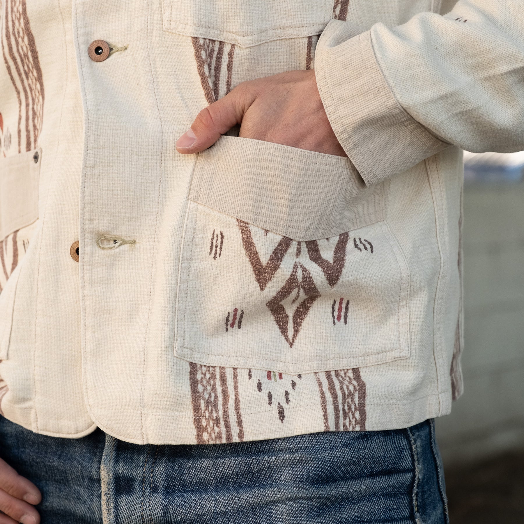 RRL Linen-Cotton Shirt Jacket Stone Multi