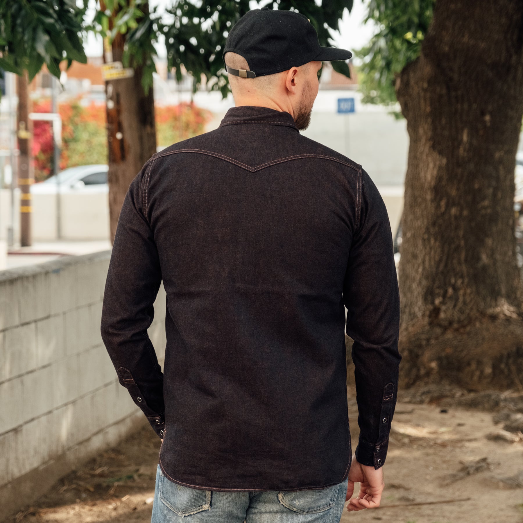 Iron Heart IHSH-353-RED 10oz Selvedge Denim Western Shirt Indigo Overdyed Red