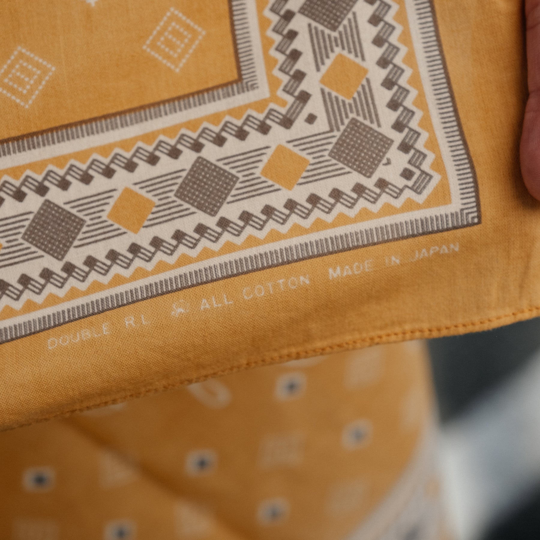 RRL Cotton Diamond Bandana Golden Tan/ Cream/ Brown
