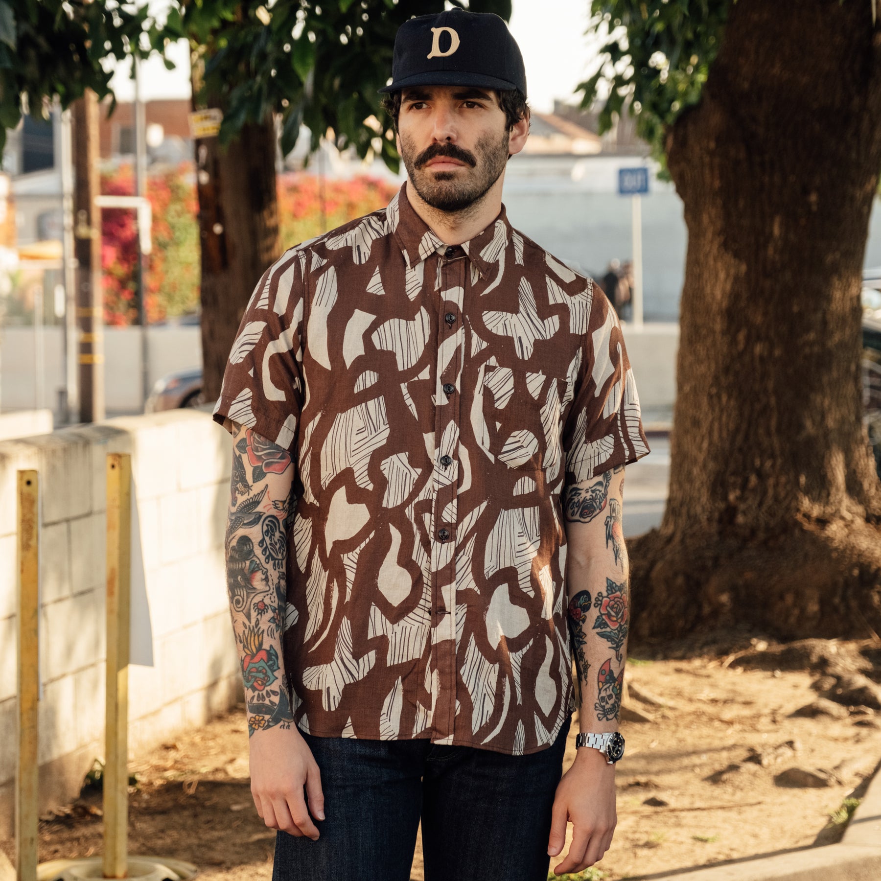 Rogue Territory Linen Oxford Shirt Brown Shapes