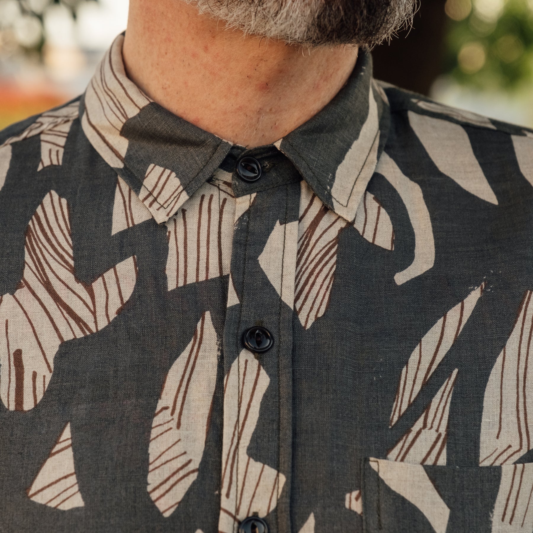 Rogue Territory Linen Oxford Shirt Grey Shapes