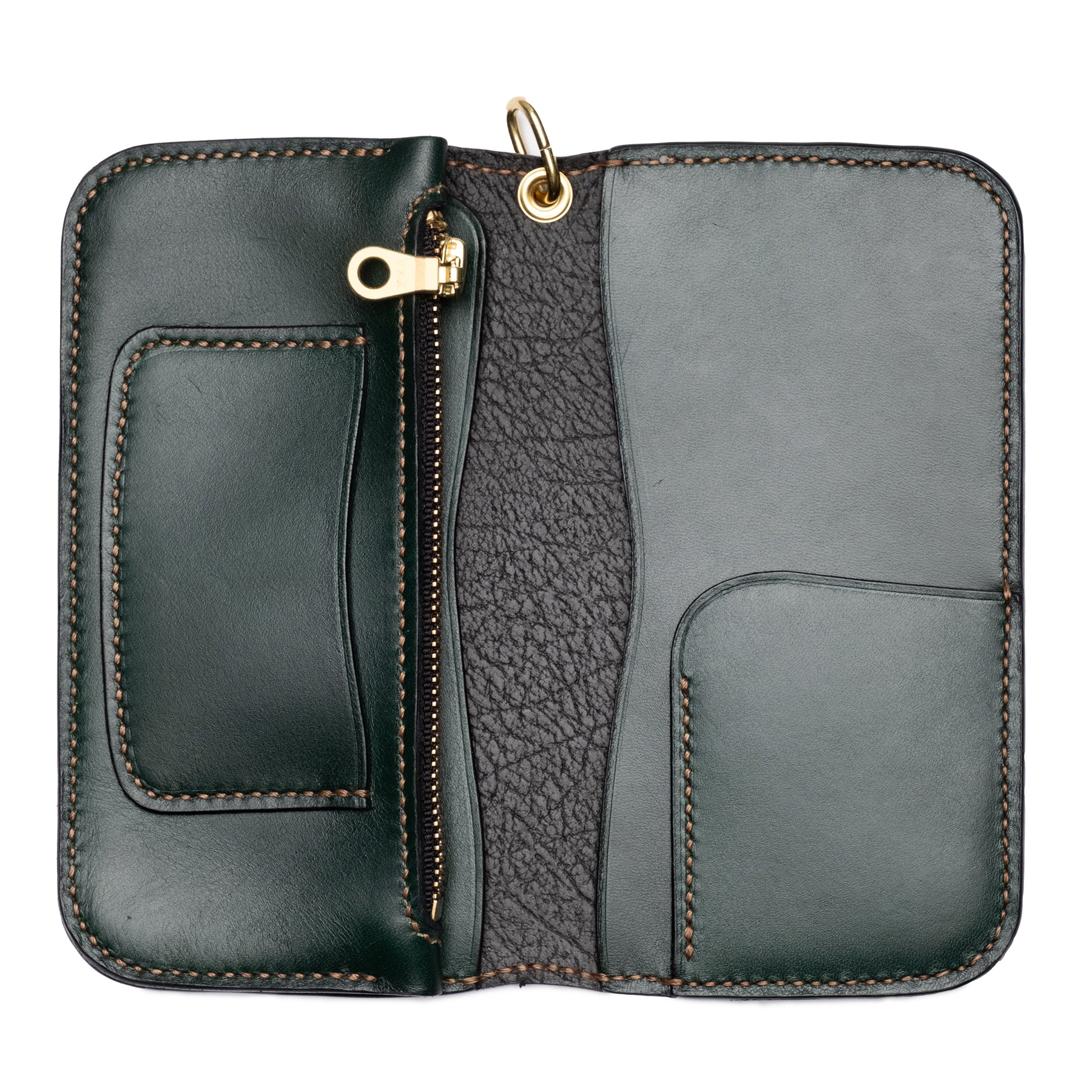 The Black Acre Roper Wallet Black & Green Bridle Leather
