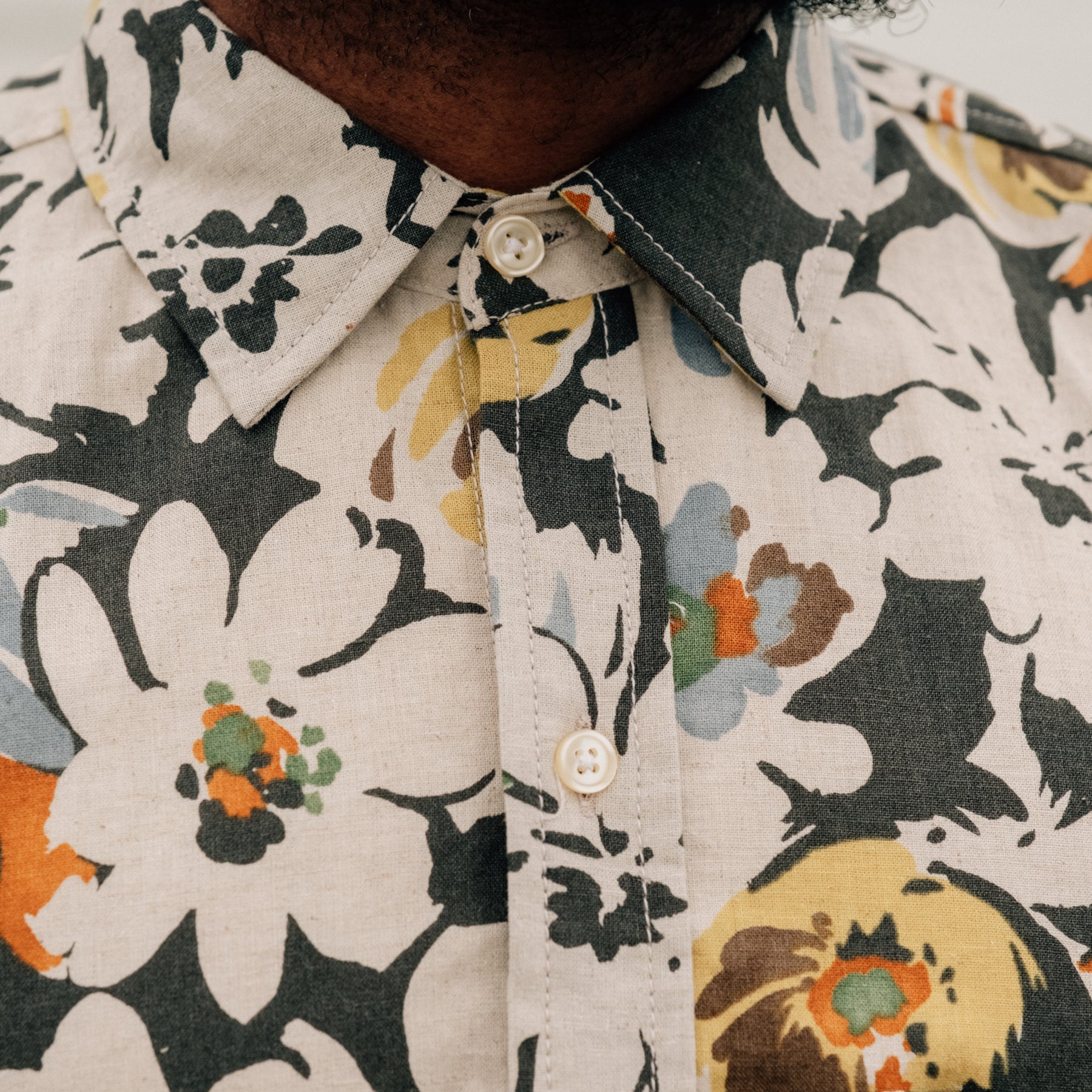 Rogue Territory Oxford Shirt Grey Floral Linen