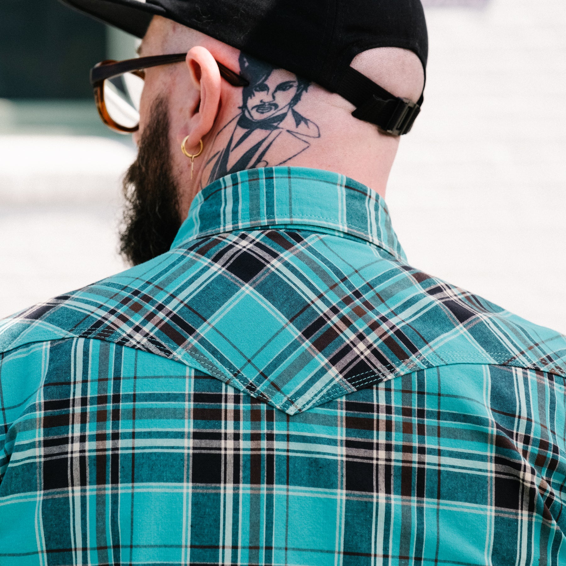 Iron Heart IHSH-359-GRN 5oz Selvedge Madras Check Short Sleeved Western Shirt Green