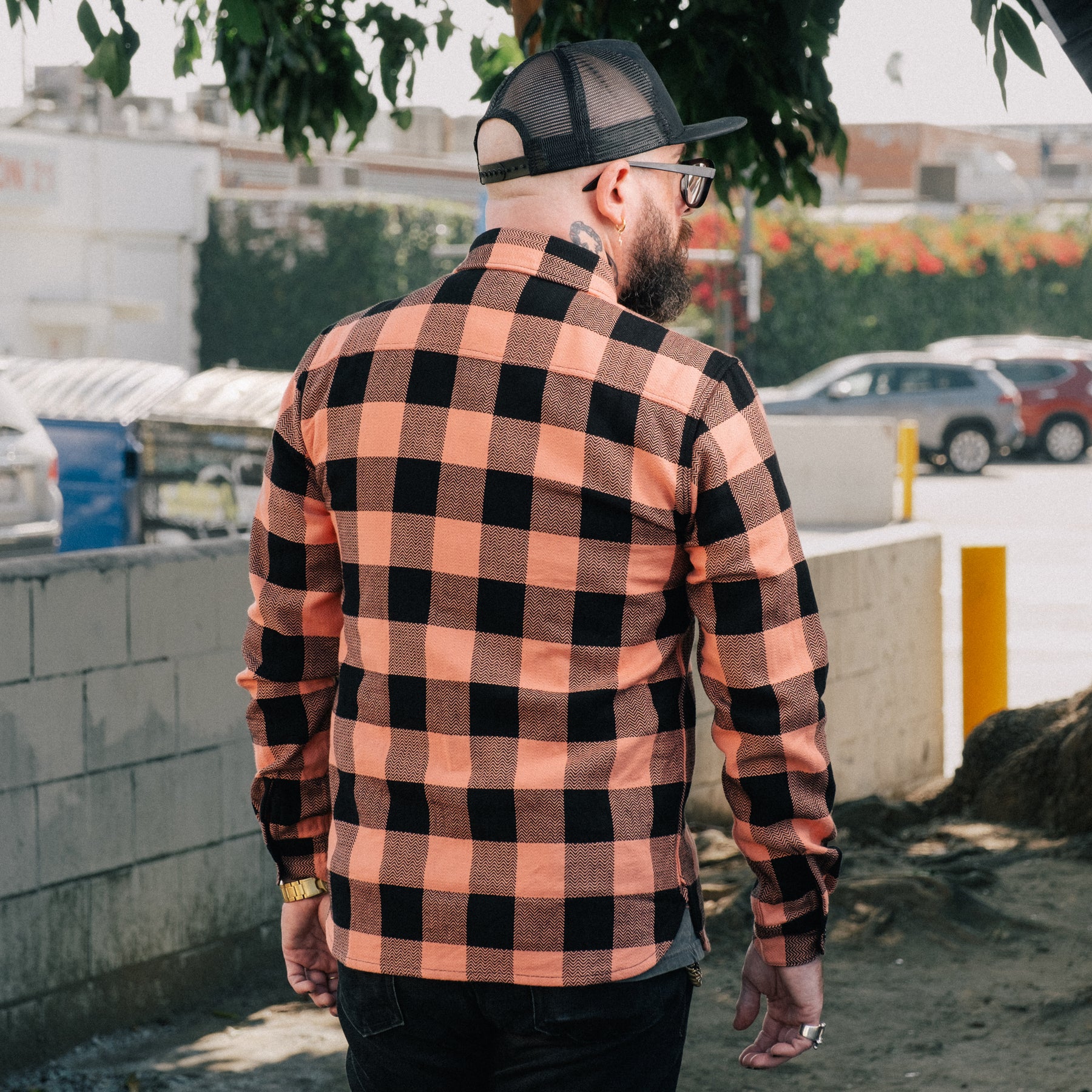 The Flat Head FN-SNR-101L Block Check Work Shirt Pink/ Black (SOP Exclusive)
