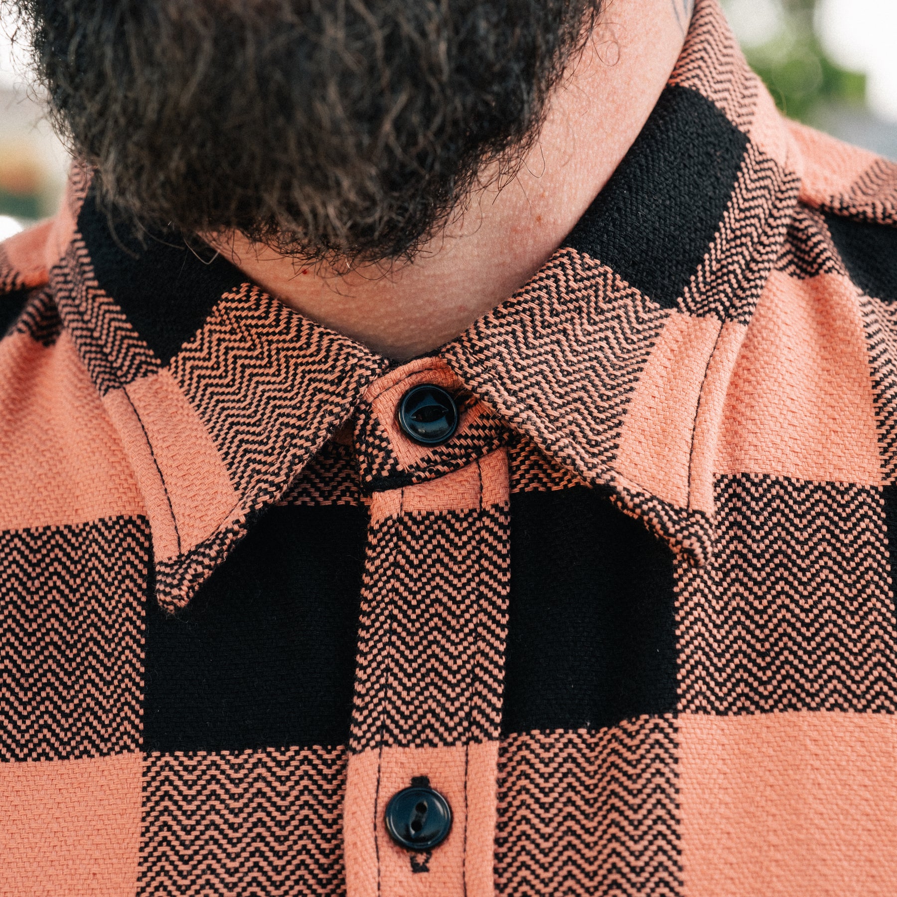 The Flat Head FN-SNR-101L Block Check Work Shirt Pink/ Black (SOP Exclusive)