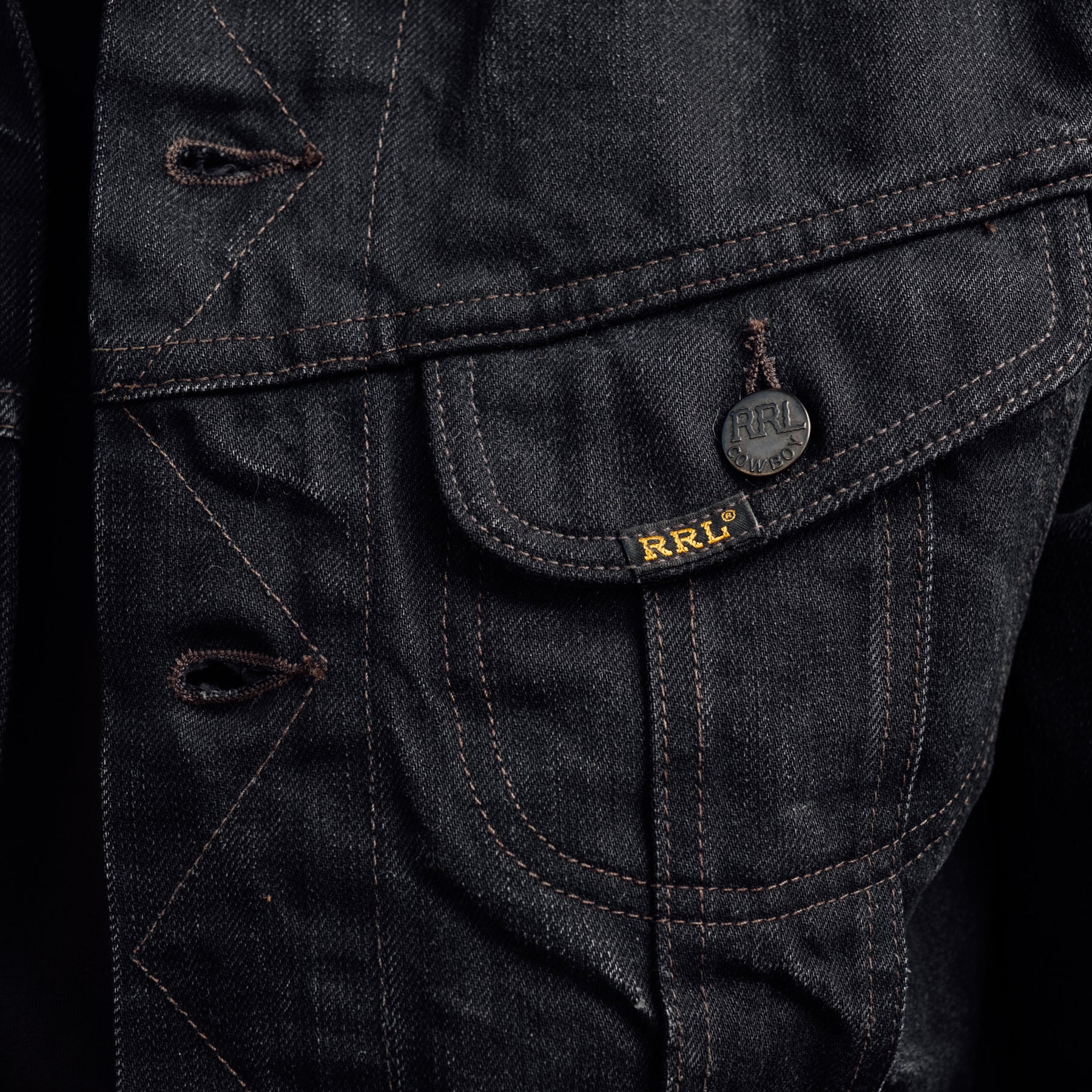 RRL Denim Trucker Jacket Worn in Black Wash