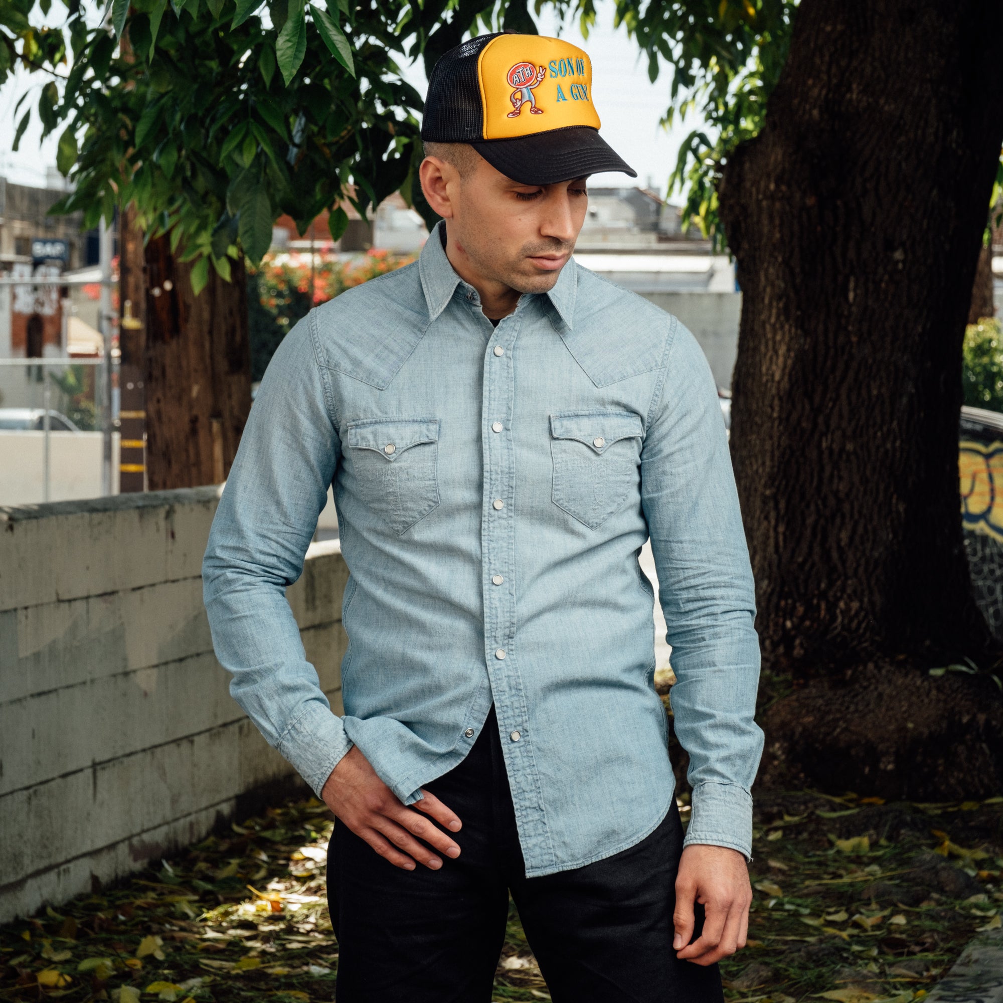 RRL Ralph Lauren Davey Wash Western Shirt