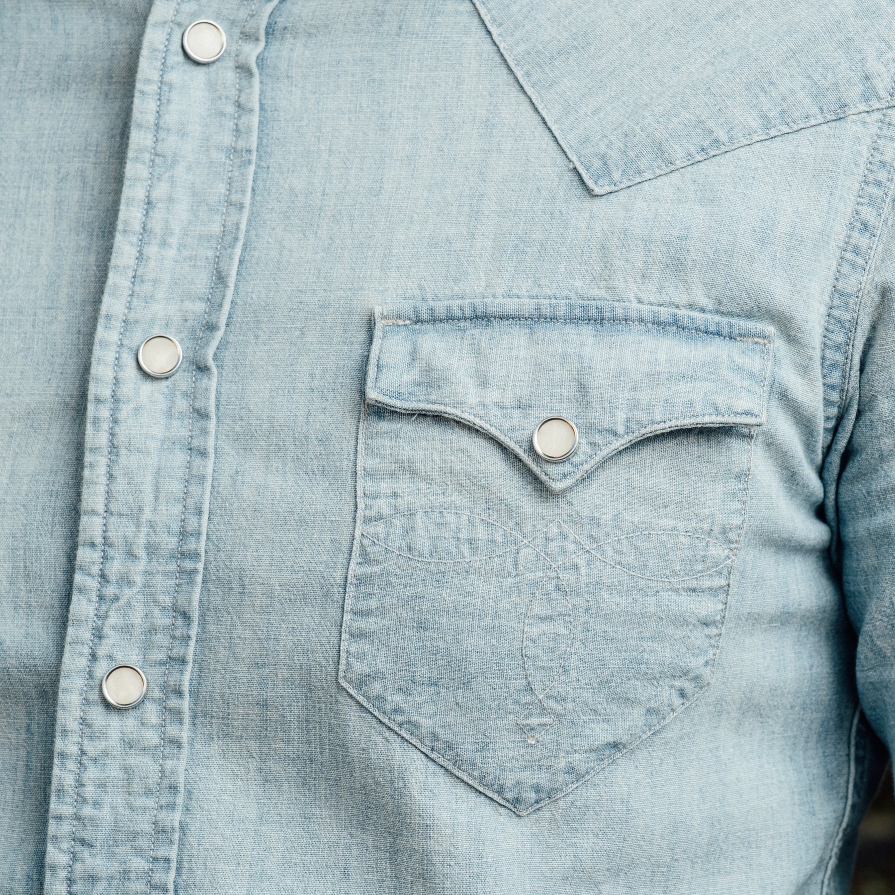 RRL Slim Chambray Western Shirt Davey Wash