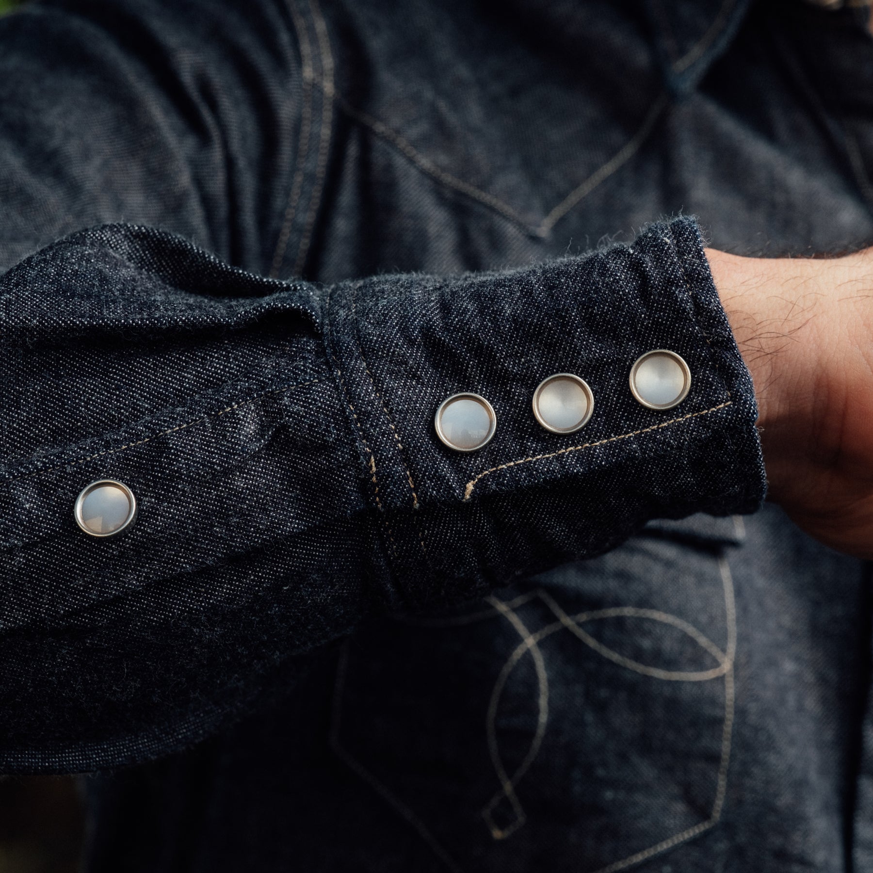 RRL Slim Fit Denim Western Shirt Indigo Rinse