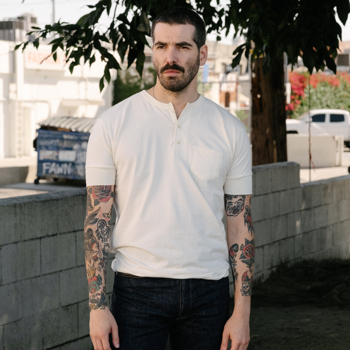 Glad Hand & Co. Short Sleeve Pocket Henley White