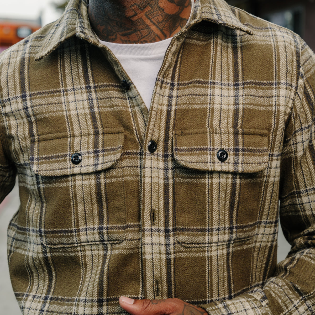 Rogue Territory Field Shirt Olive Plaid Flannel