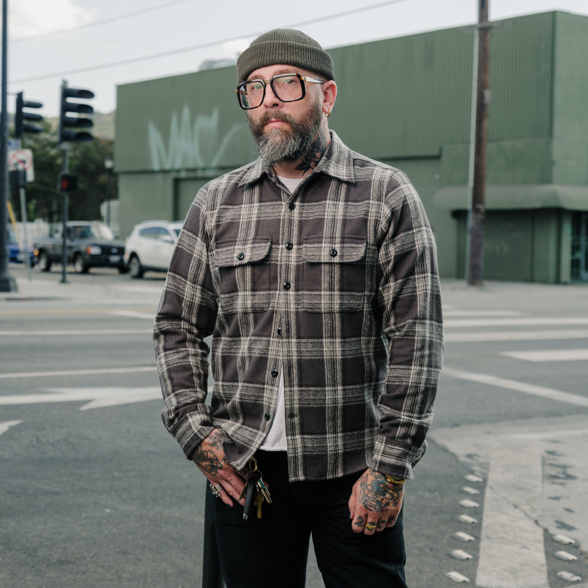 Rogue Territory Field Shirt Grey Plaid Flannel