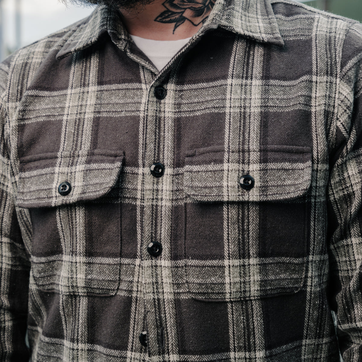 Rogue Territory Field Shirt Grey Plaid Flannel