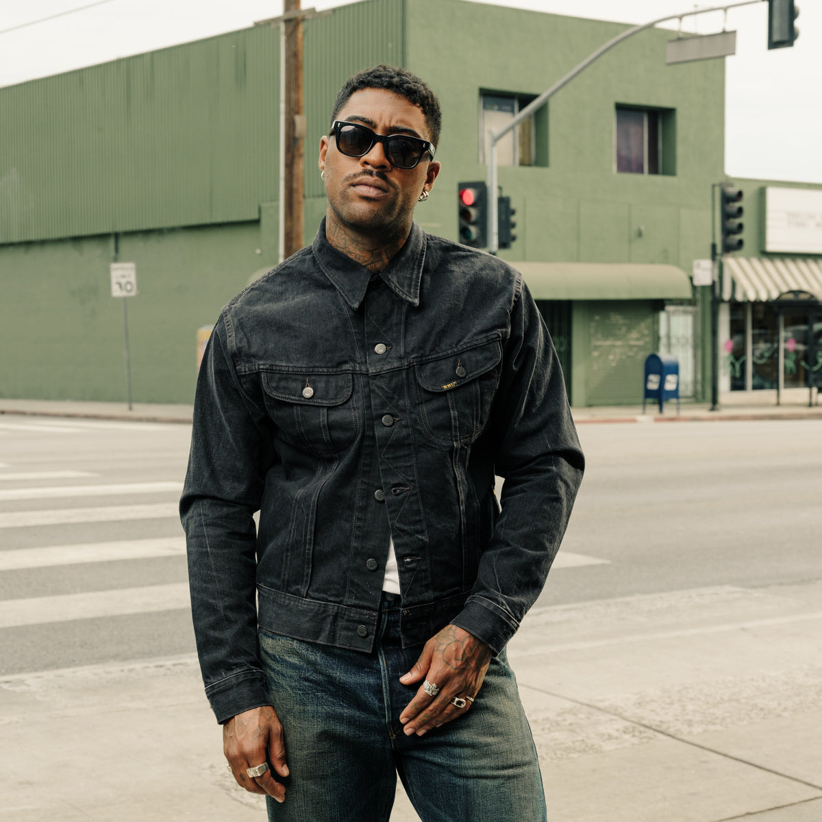 RRL Denim Trucker Jacket Worn in Black Wash