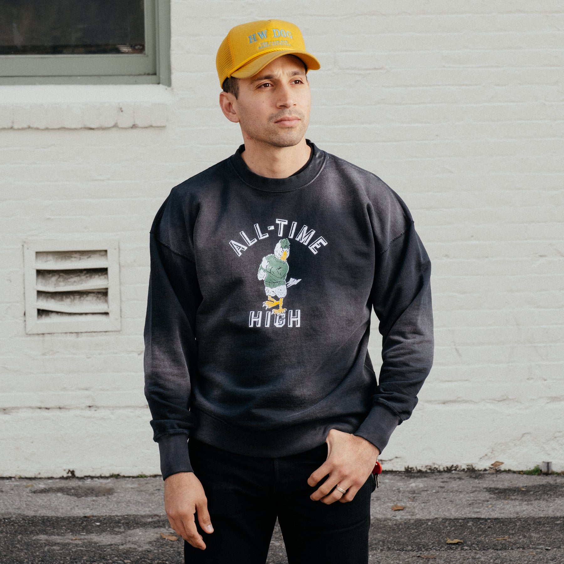 All-Time High Flocked Eagle Crewneck Ash