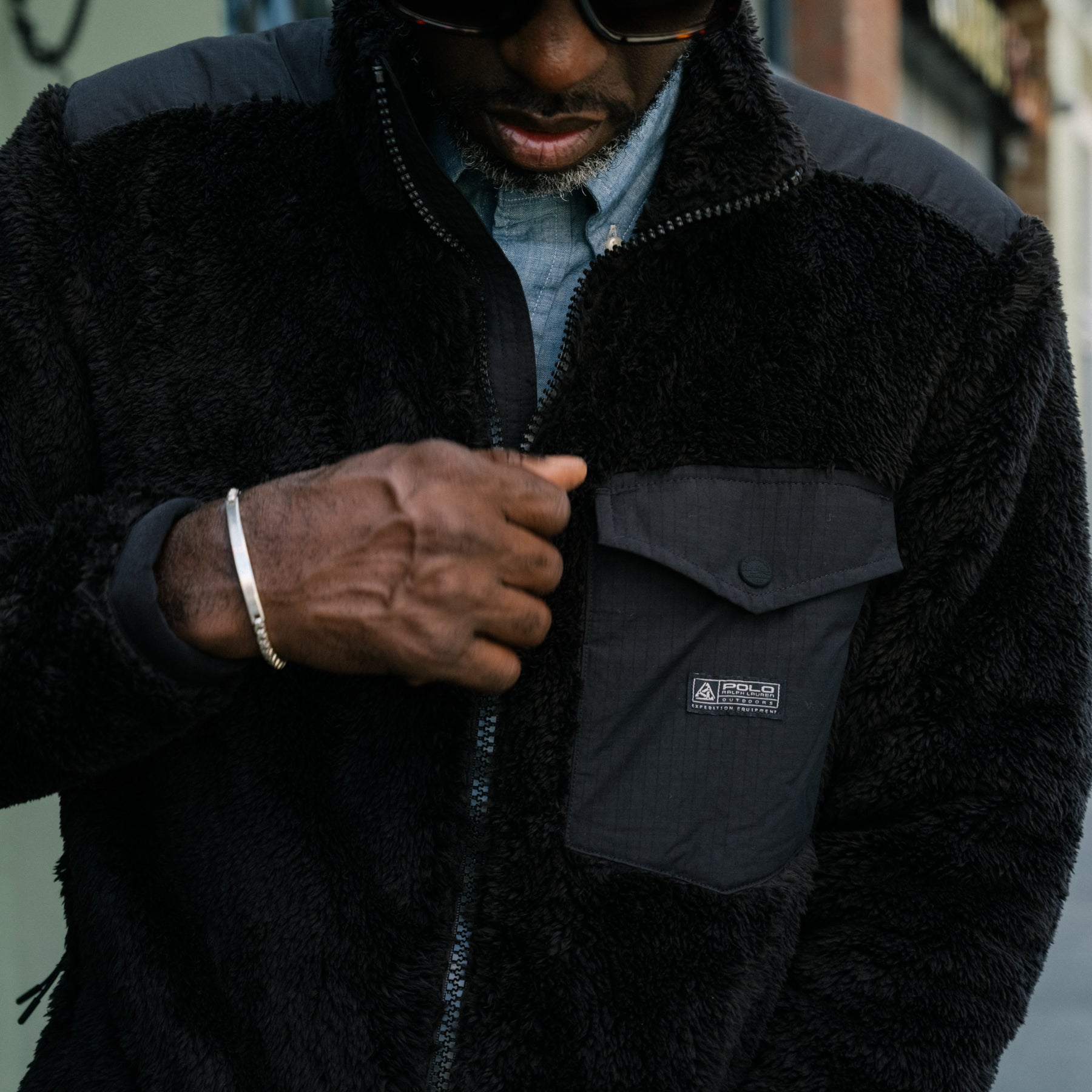 Polo Ralph Lauren Curly Pile Fleece Jacket Polo Black