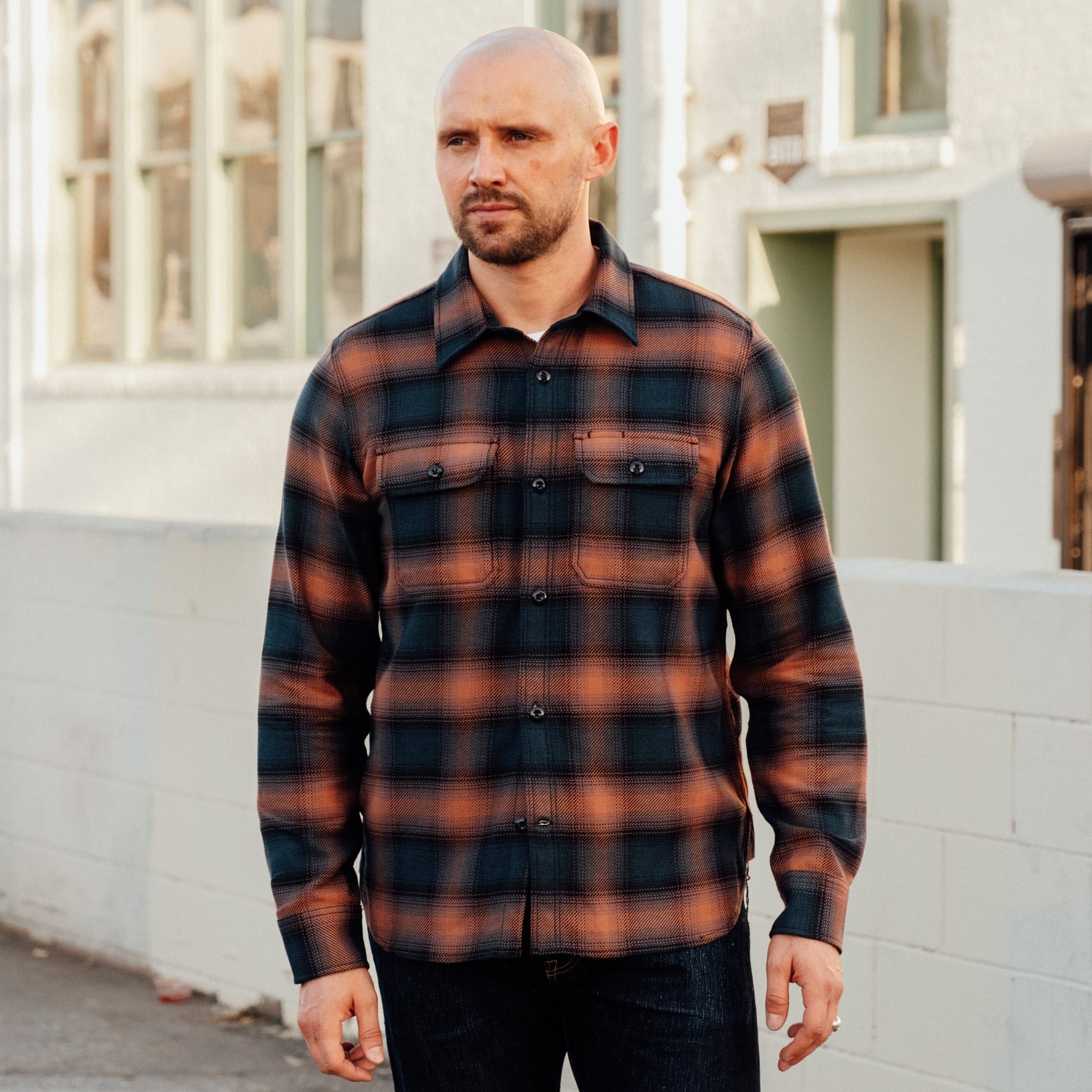 Rogue Territory Field Shirt Navy/ Blush Ombré Plaid
