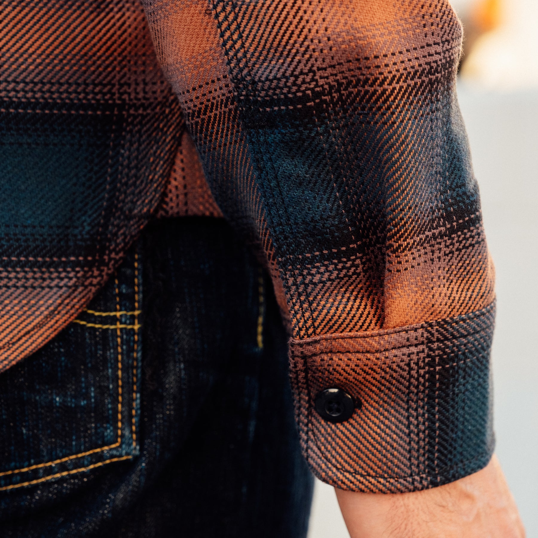Rogue Territory Field Shirt Navy/ Blush Ombré Plaid