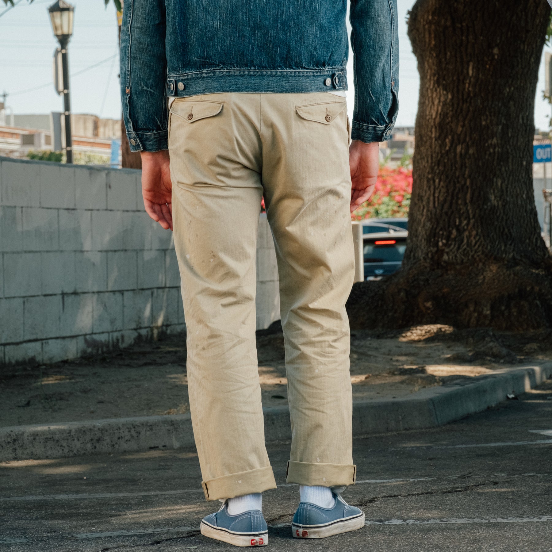 Officer Distressed Herringbone Pant Vintage Khaki
