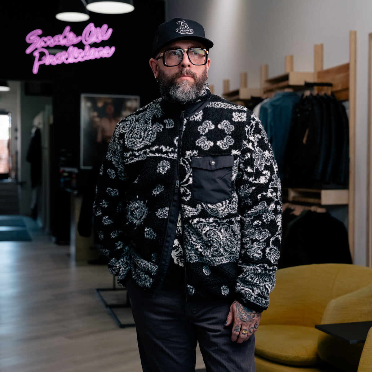 Polo Ralph Lauren High-Pile Fleece Jacket Patchwork Bandana