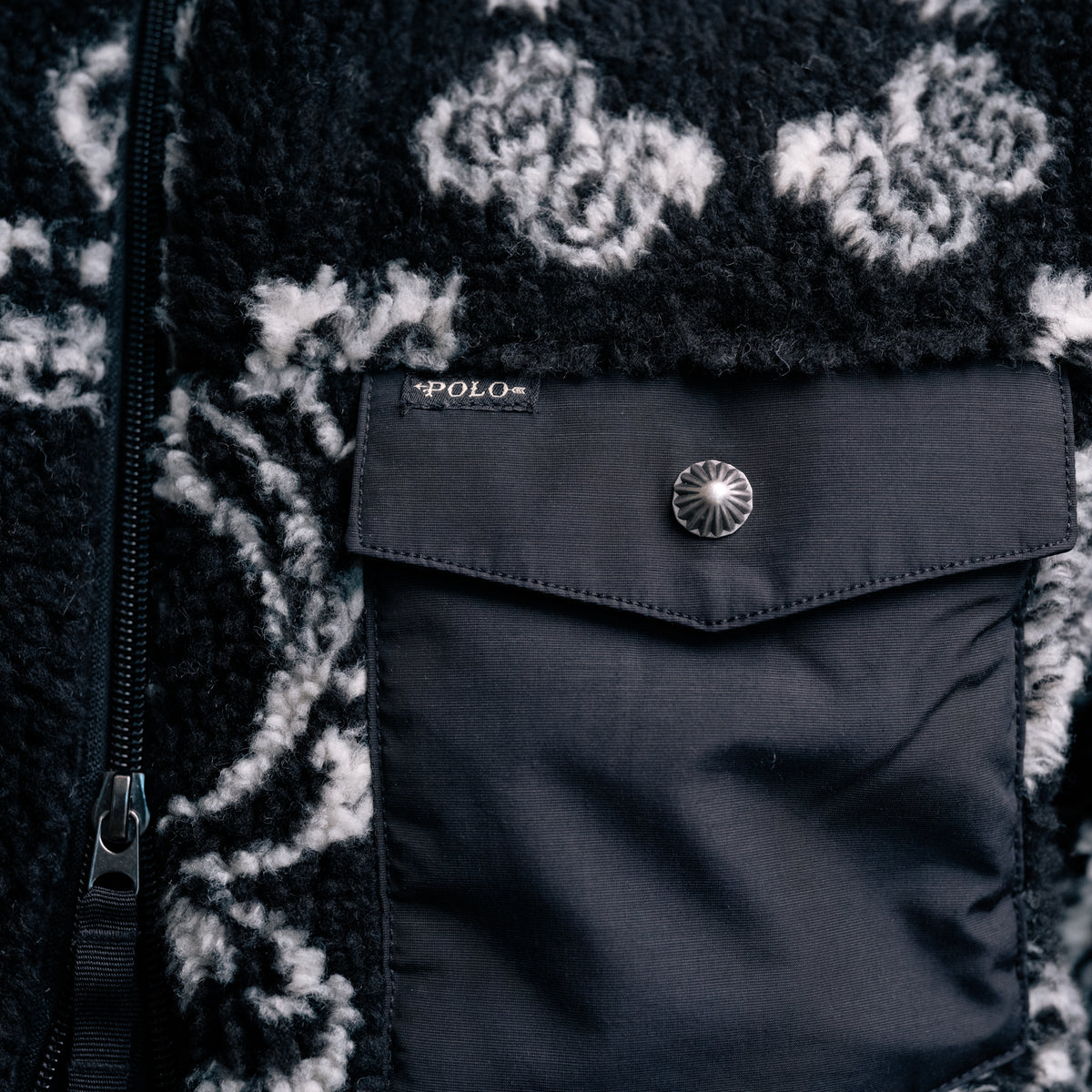 Polo Ralph Lauren High-Pile Fleece Jacket Patchwork Bandana