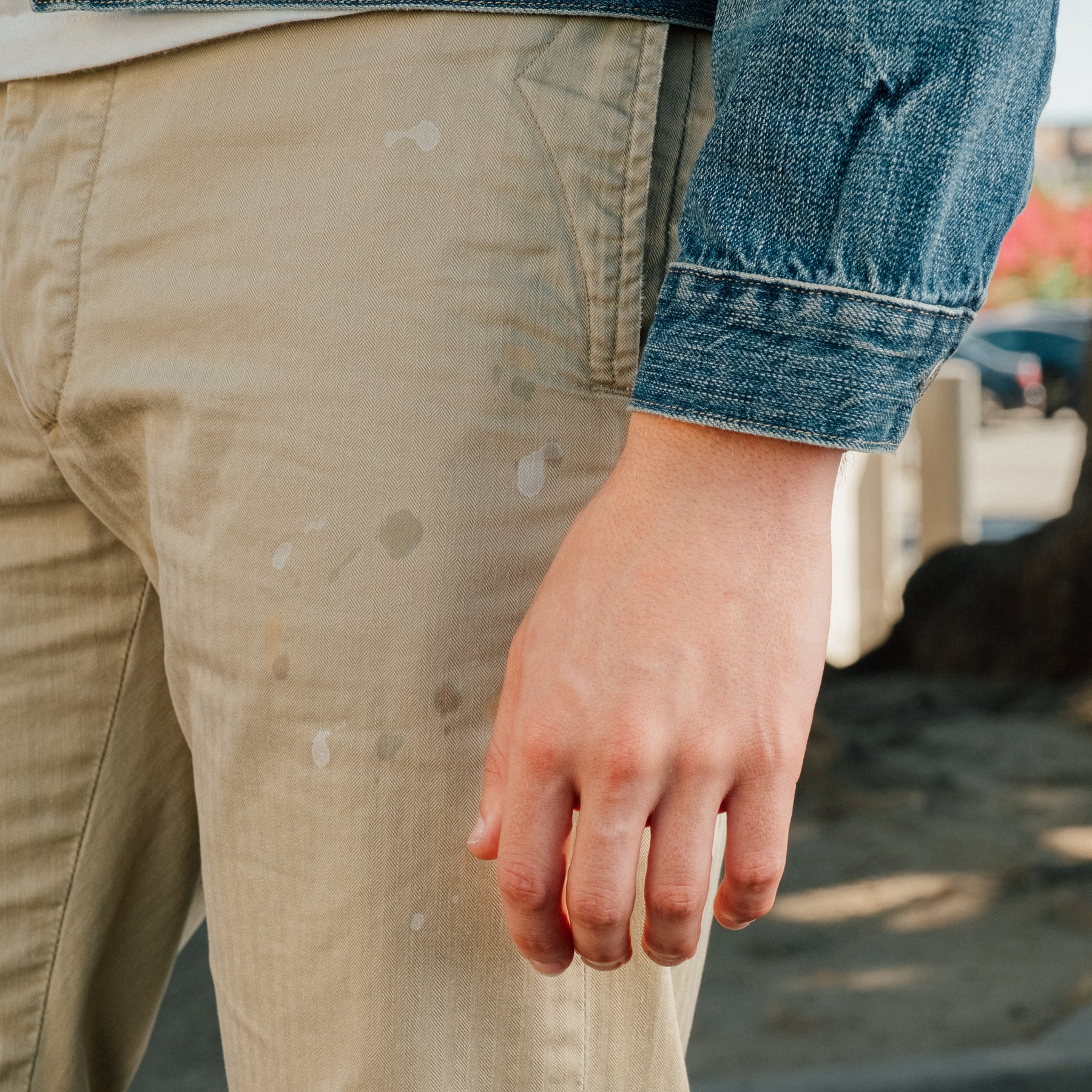 Officer Distressed Herringbone Pant Vintage Khaki