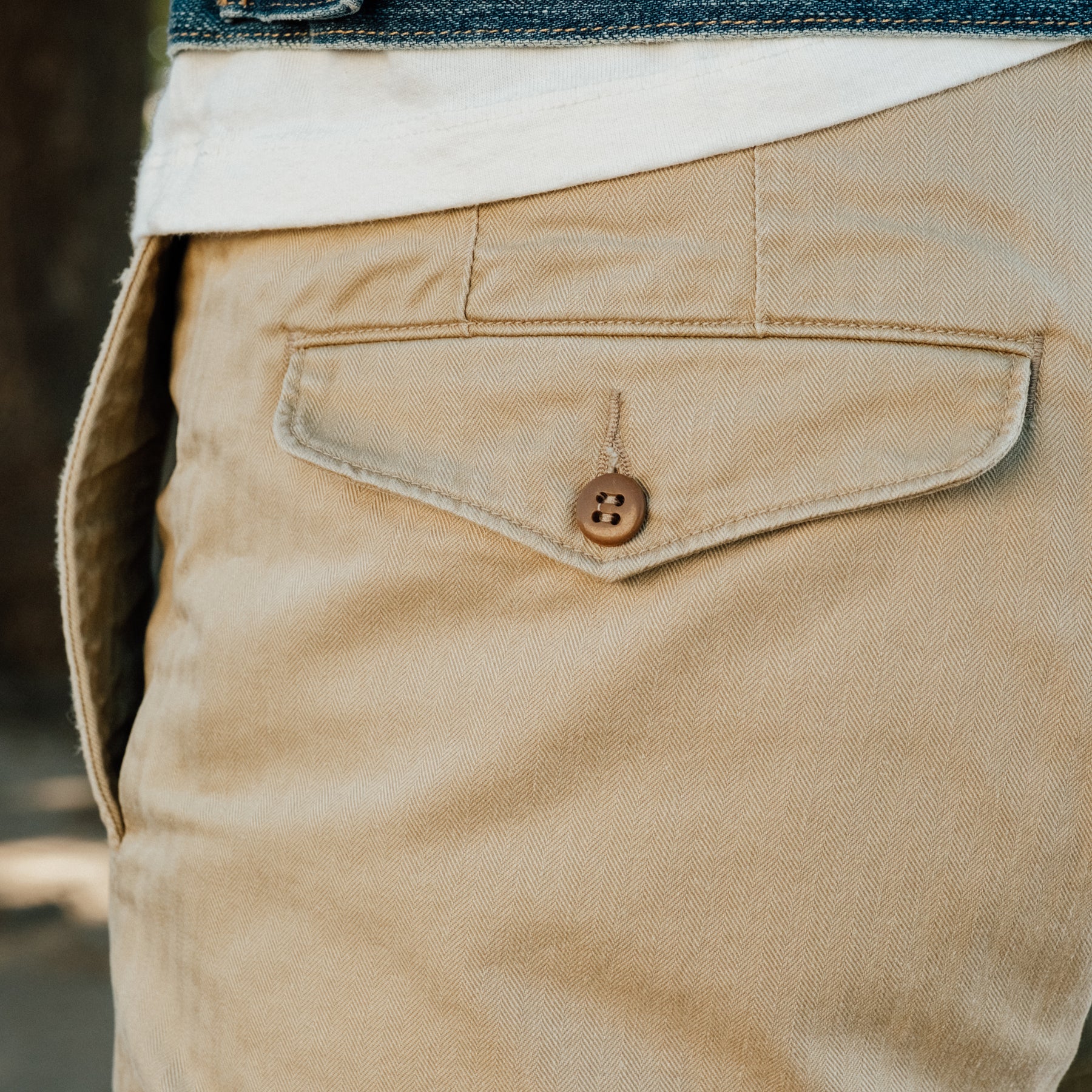 Officer Distressed Herringbone Pant Vintage Khaki