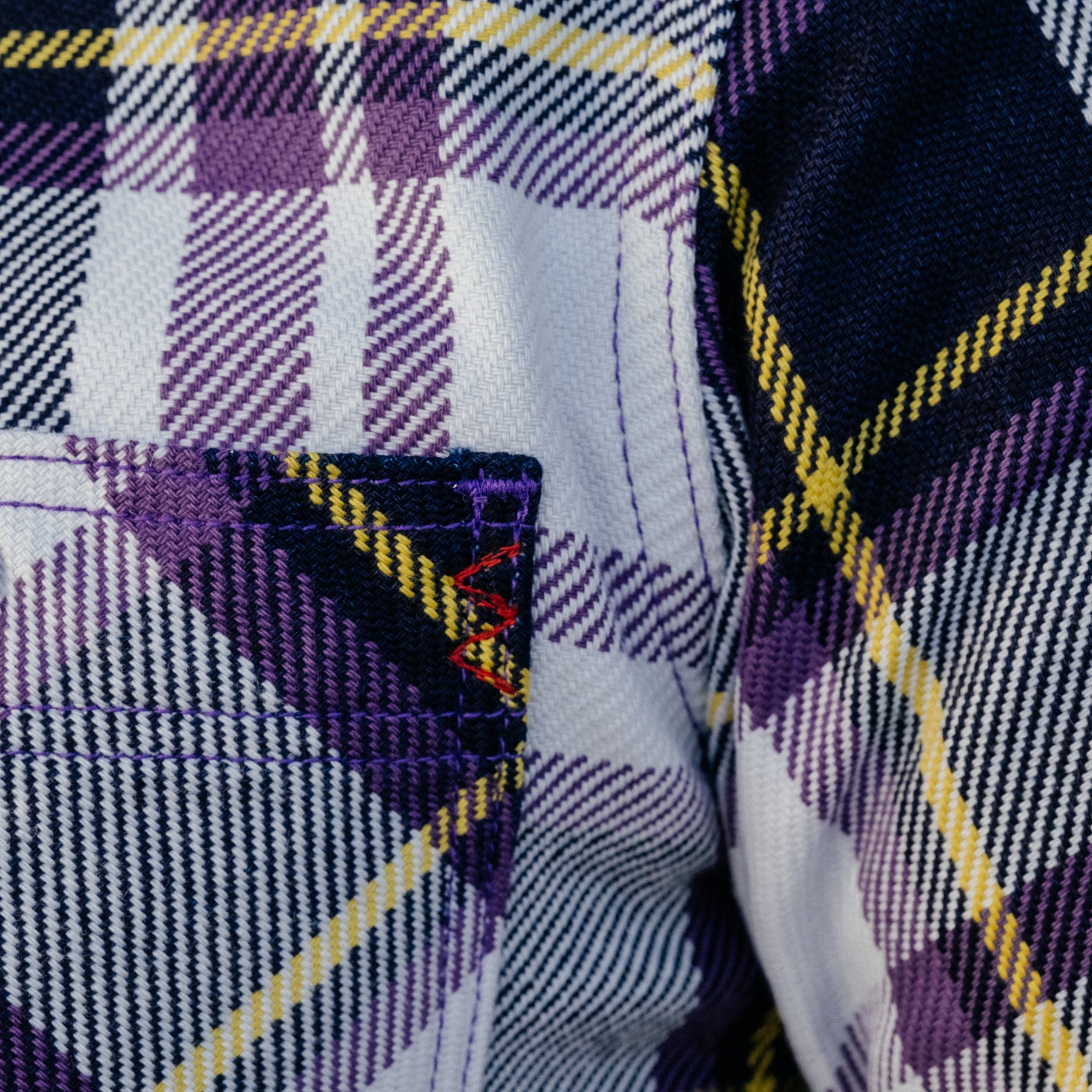 Iron Heart IHSH-382-PUR 9oz Selvedge American Check Work Shirt Purple