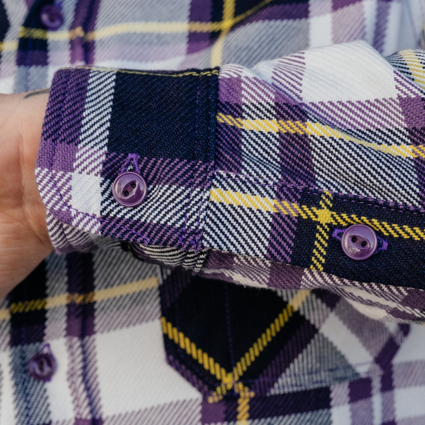 Iron Heart IHSH-382-PUR 9oz Selvedge American Check Work Shirt Purple