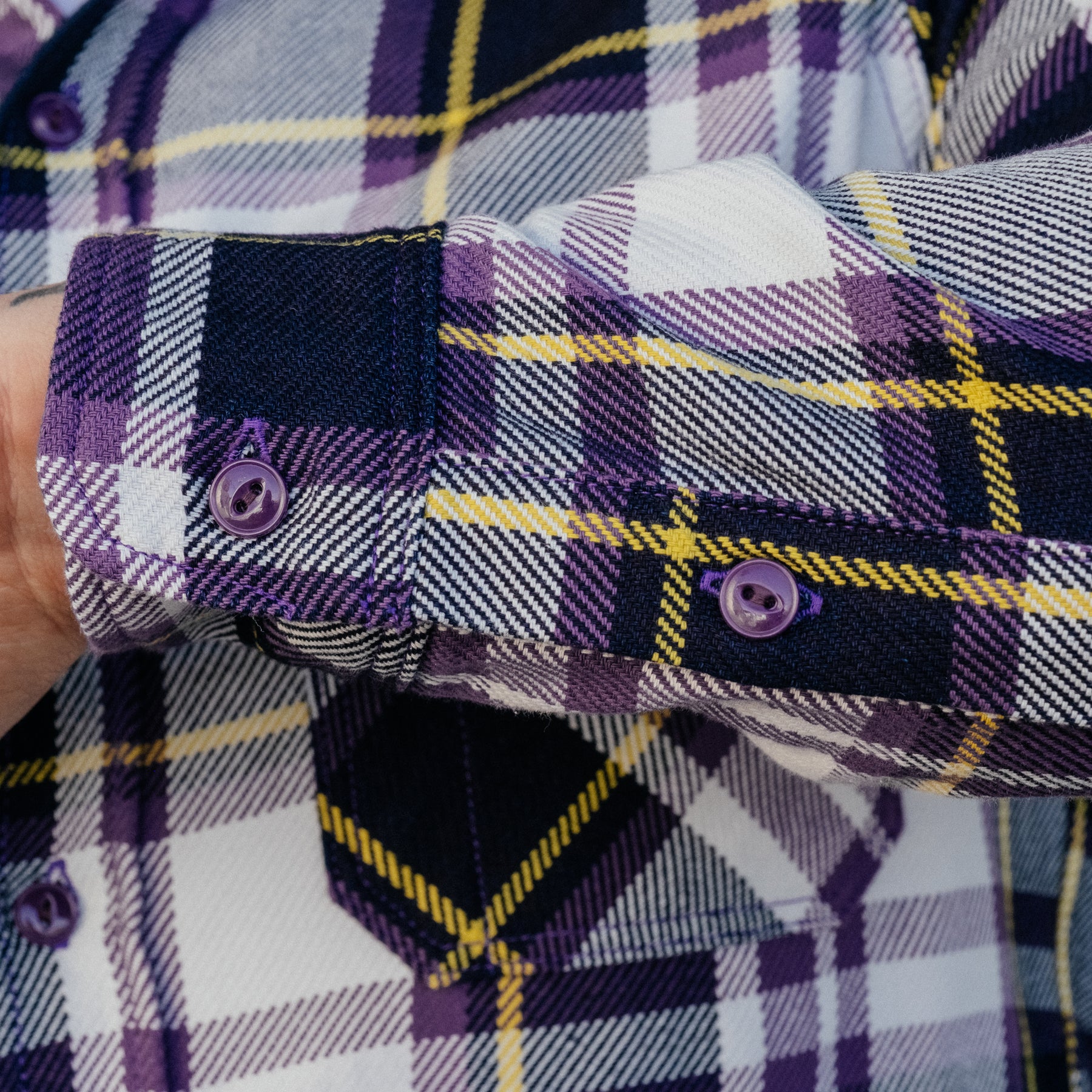 Iron Heart IHSH-382-PUR 9oz Selvedge American Check Work Shirt Purple