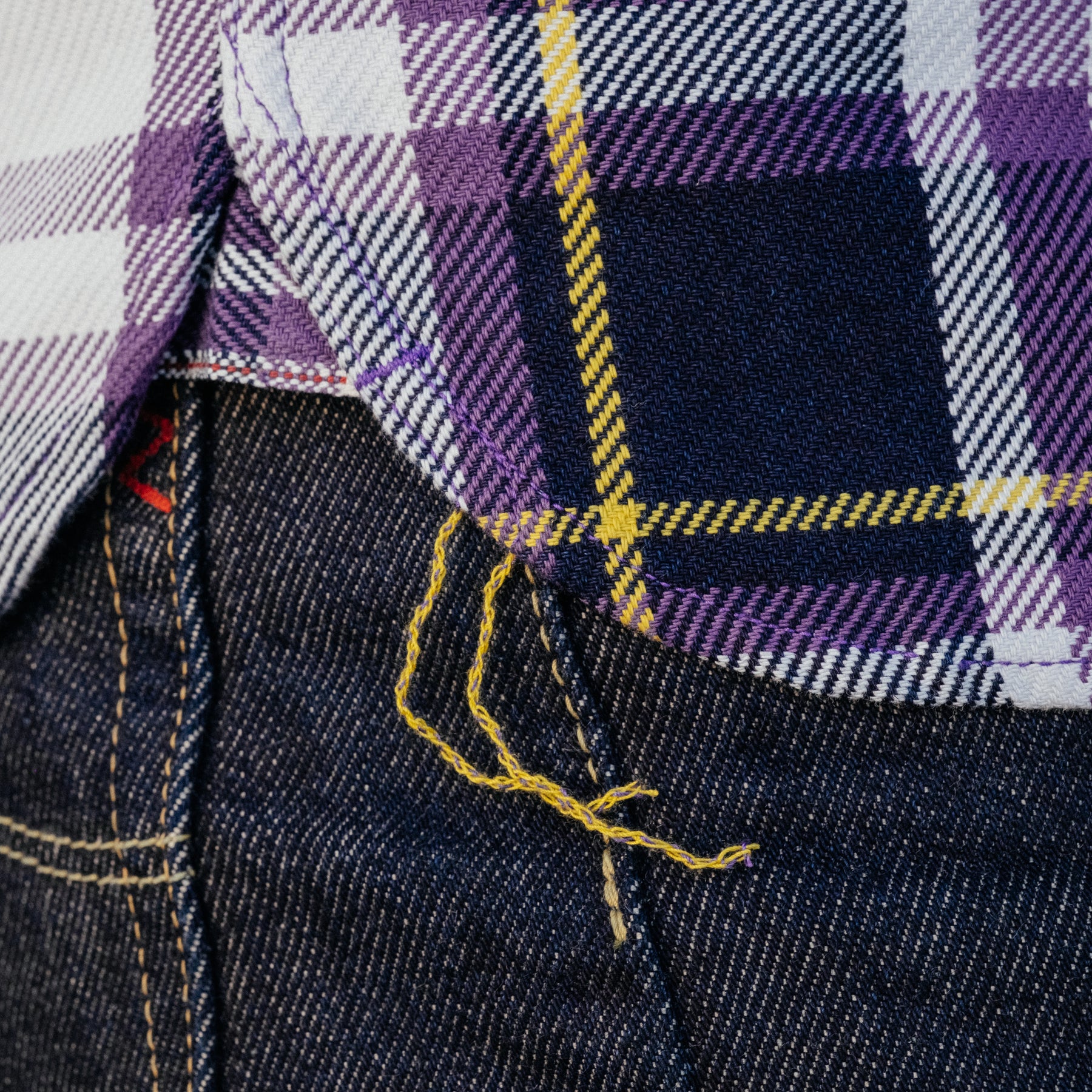 Iron Heart IHSH-382-PUR 9oz Selvedge American Check Work Shirt Purple FINAL SALE